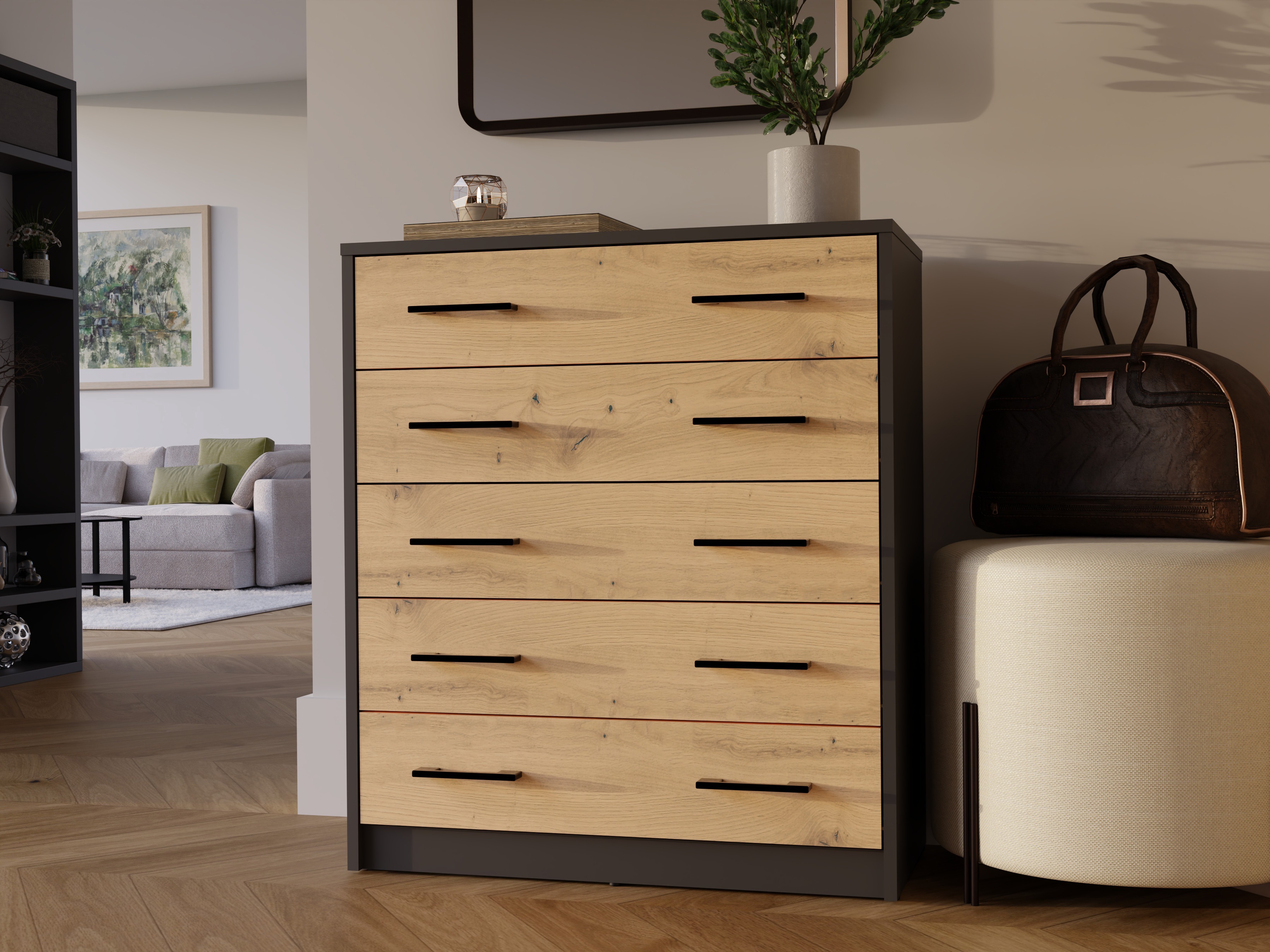 Shoe cabinet Mandeville 372 (Artisan oak + Anthracite)