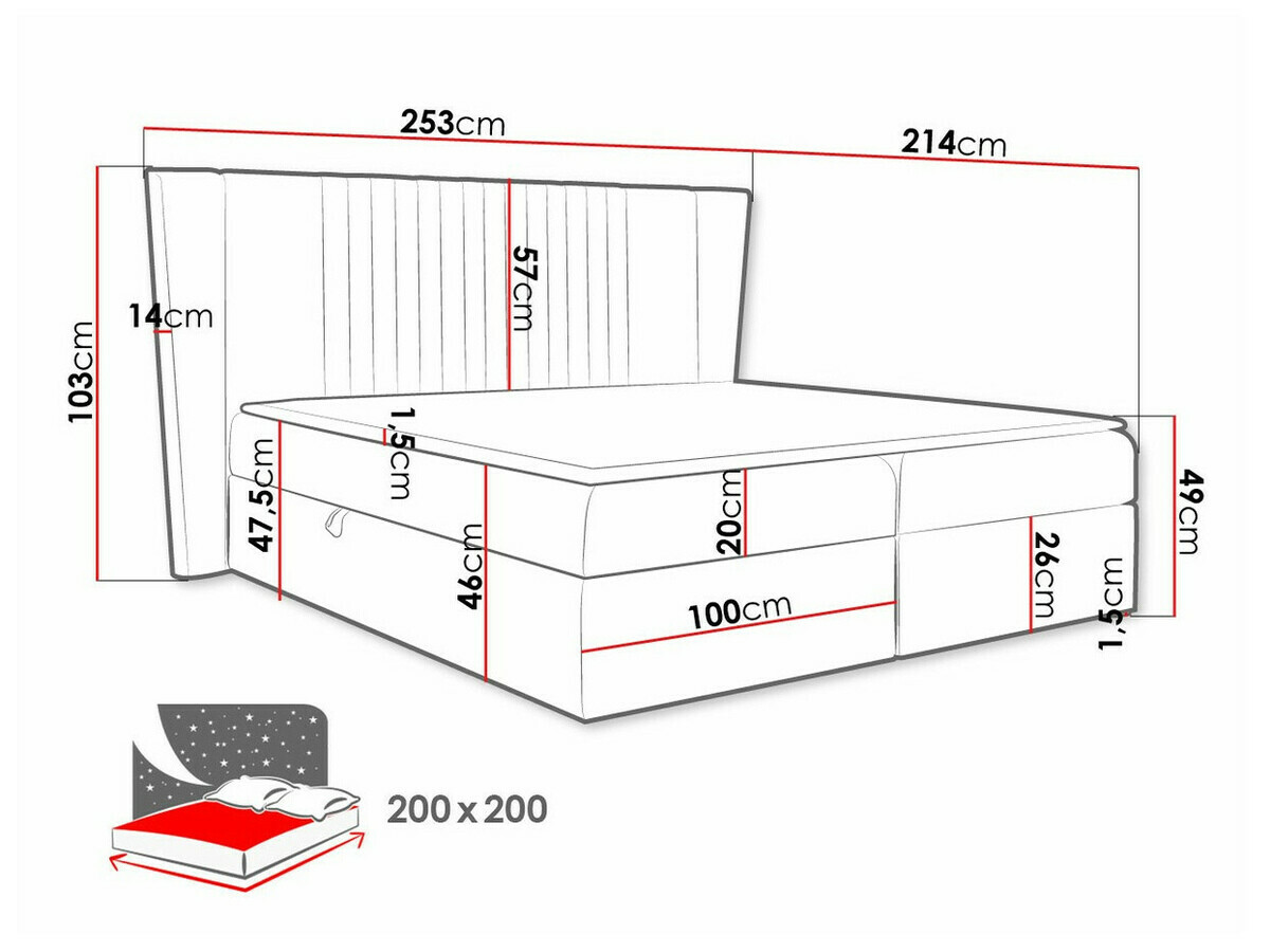 Continental bed Fenestra (Magic Velvet 2258)