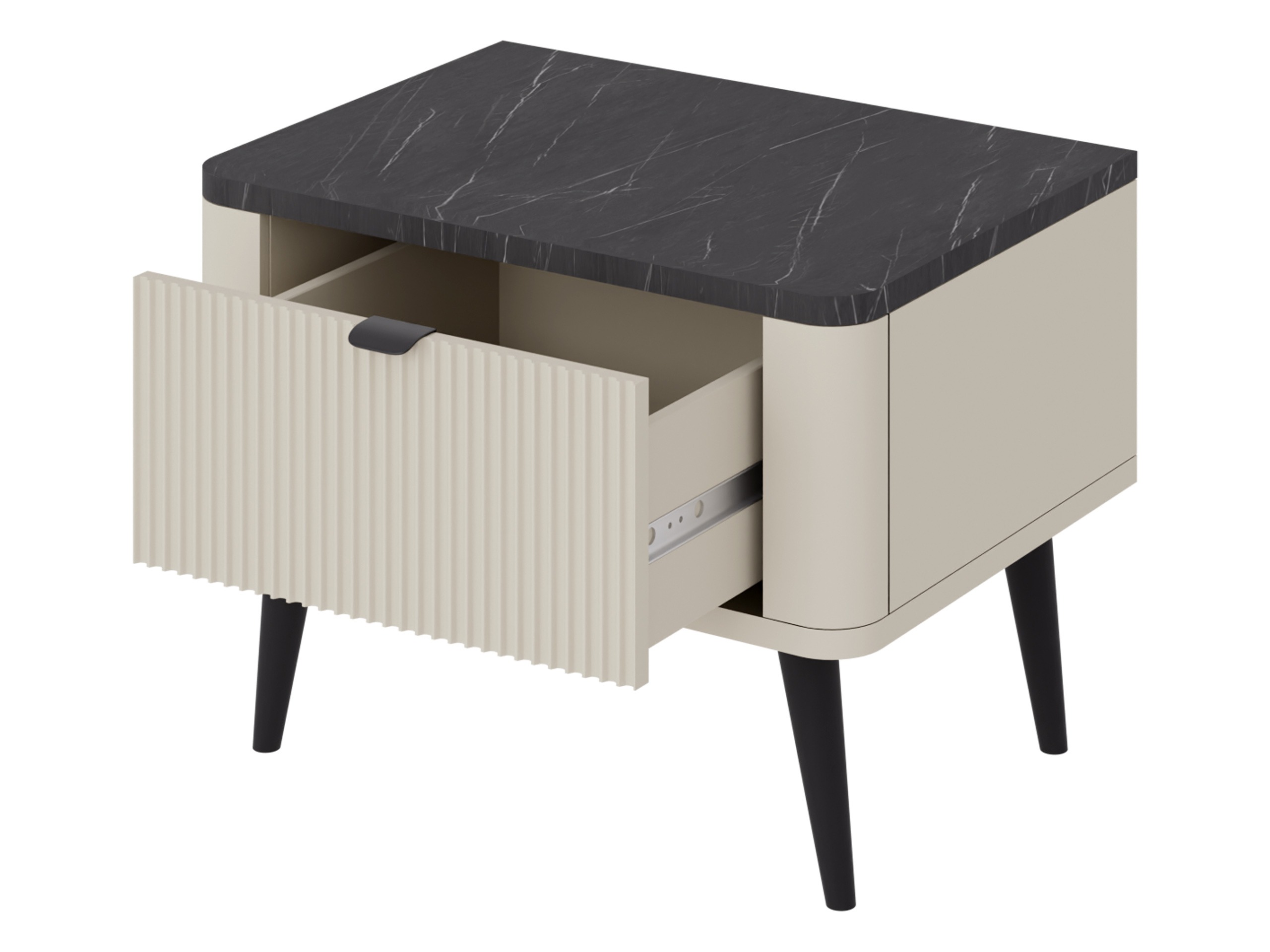 Bedside table Lufela 116 (Cashmere + Grey marble)
