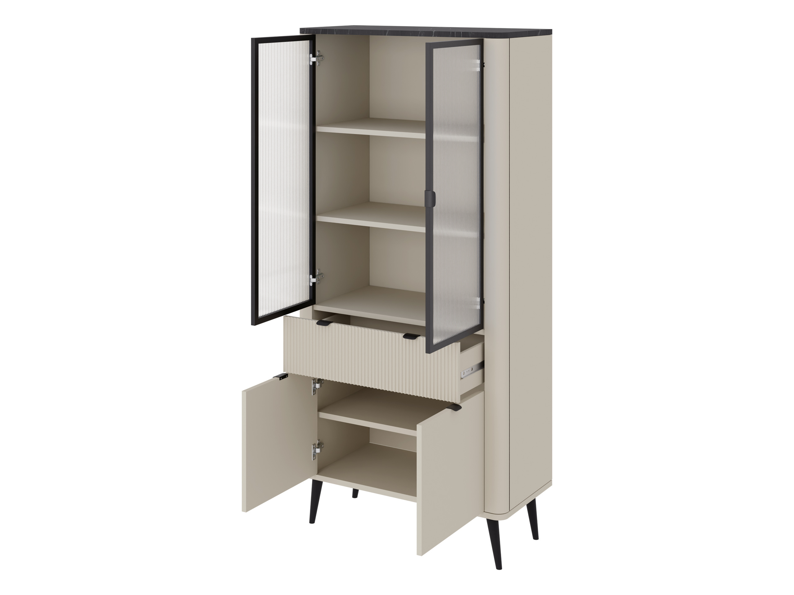 Bookcase Lufela 101 (Cashmere + Grey marble)