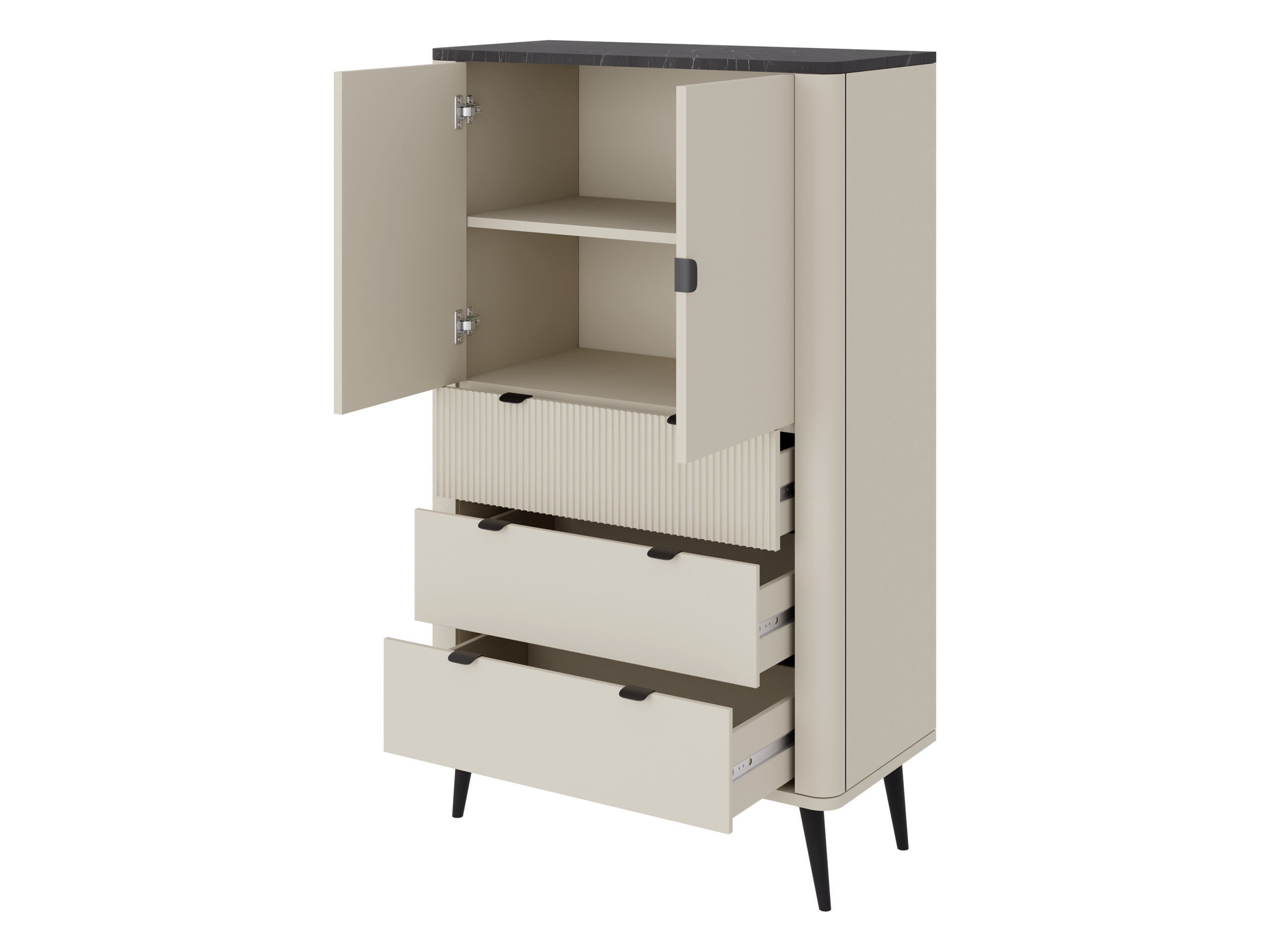 Bookcase Lufela 104 (Cashmere + Grey marble)