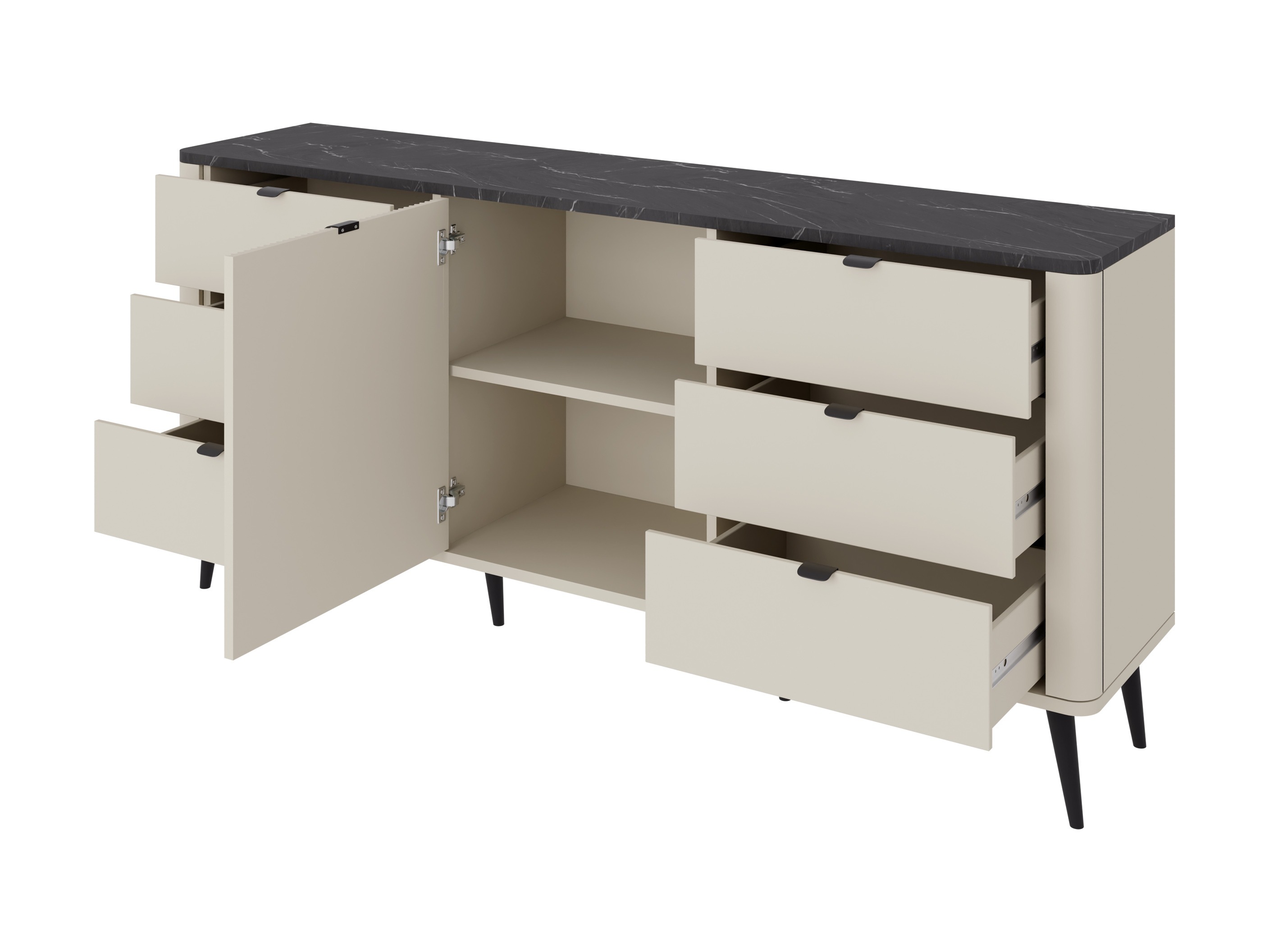 Chest of drawers Lufela 107 (Cashmere + Grey marble)