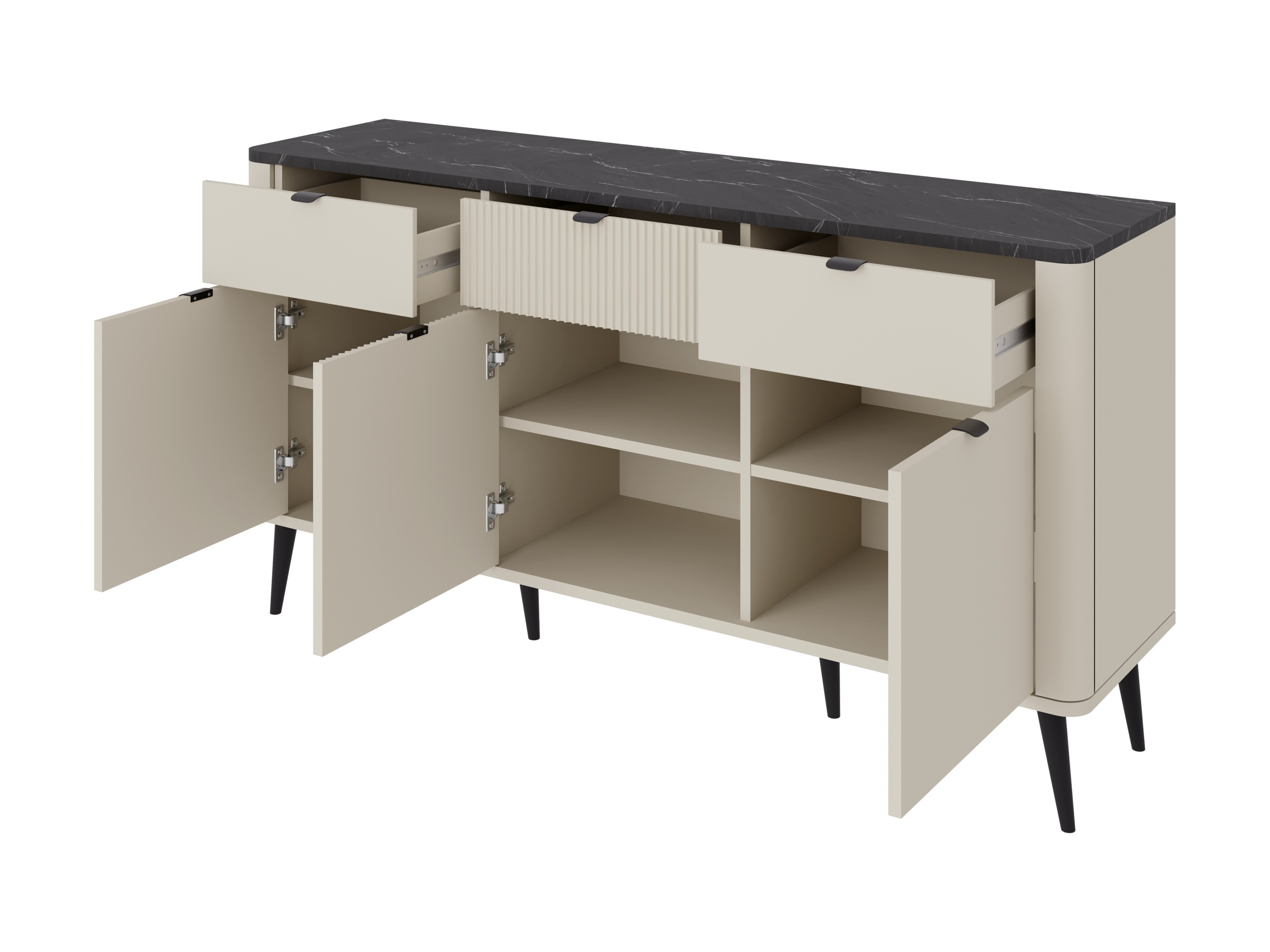 Chest of drawers Lufela 109 (Cashmere + Grey marble)