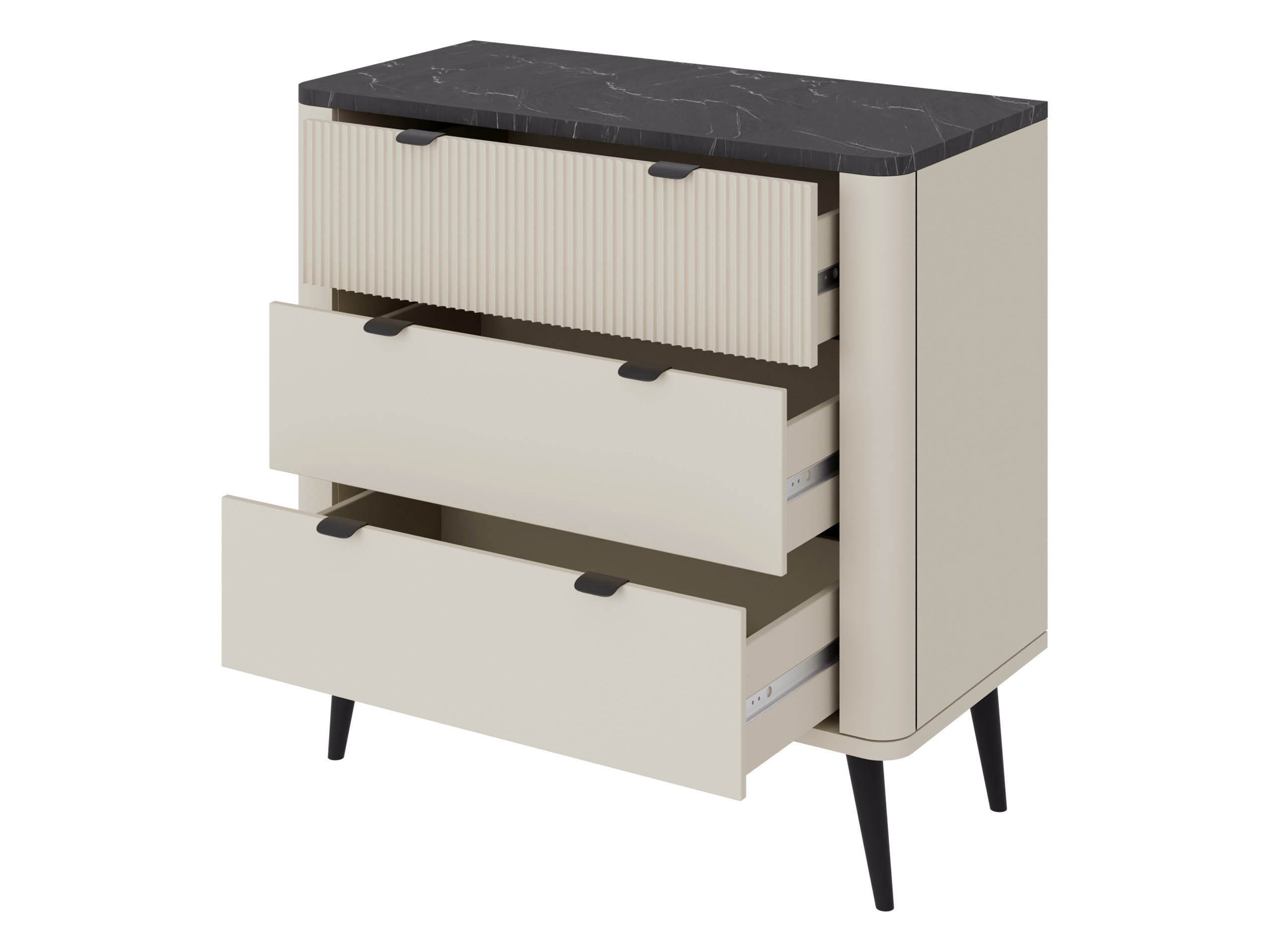 Chest of drawers Lufela 110 (Cashmere + Grey marble)