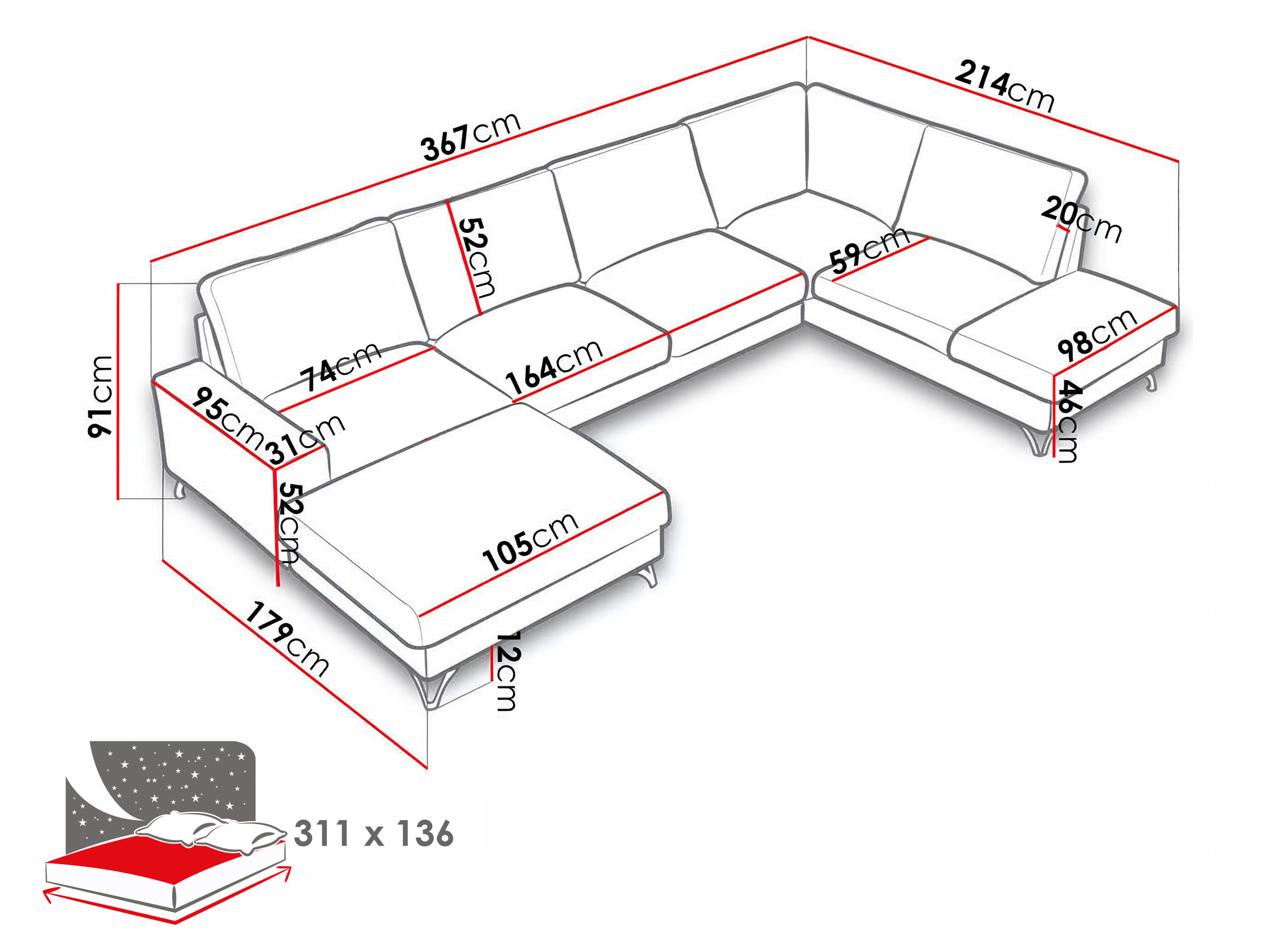 Corner sofa ComfiDream Lyrana III (Verita 53)