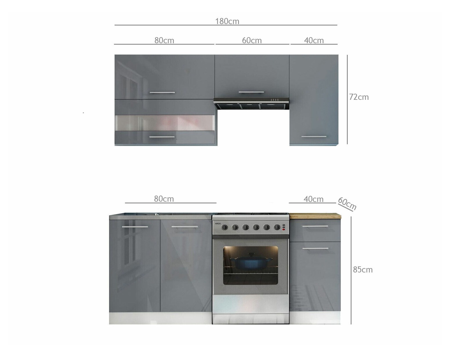 Modular kitchen set Tiffa Grey 100