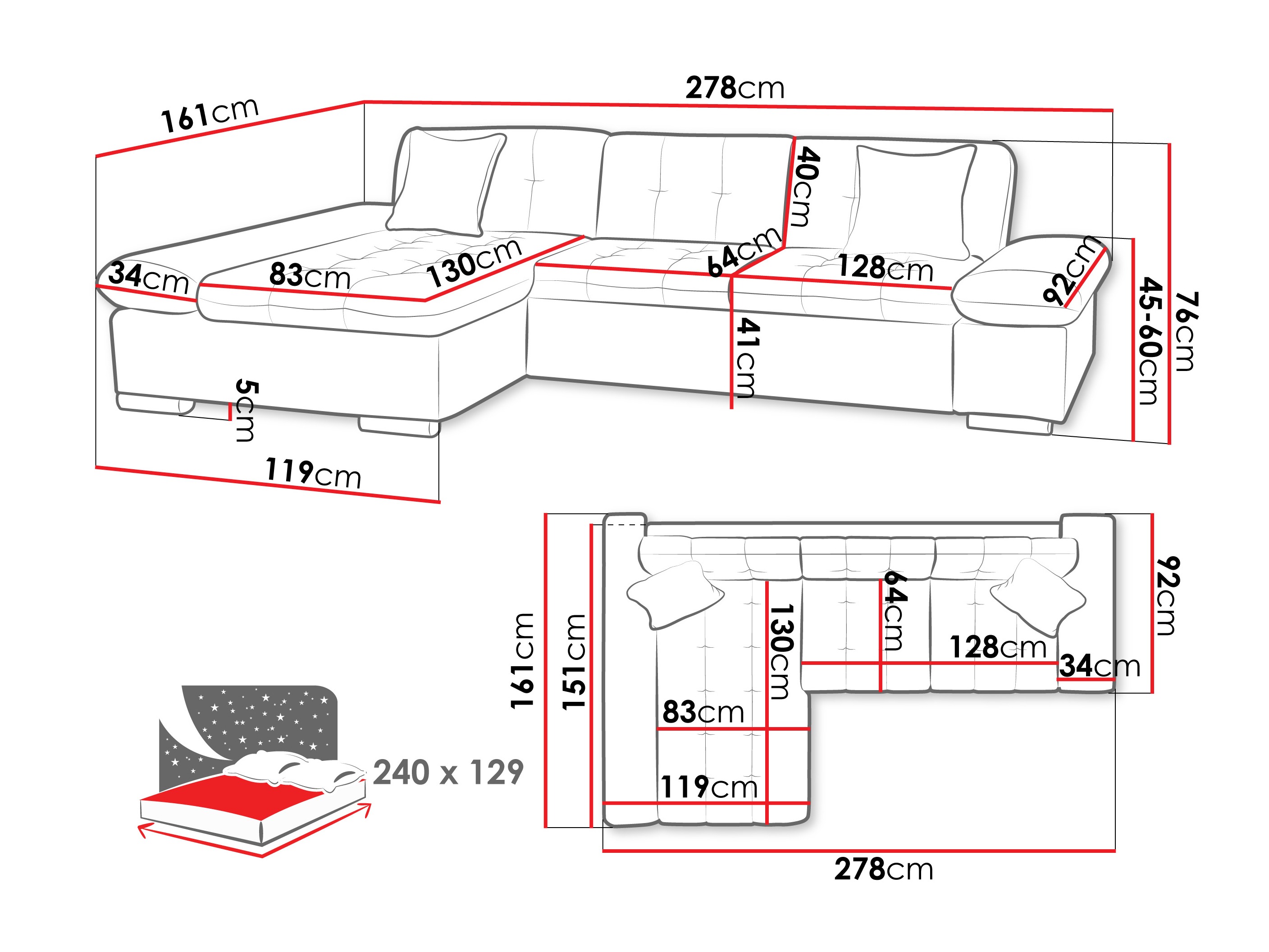 Corner sofa Comfivo Sanitas II (Corbett 78)