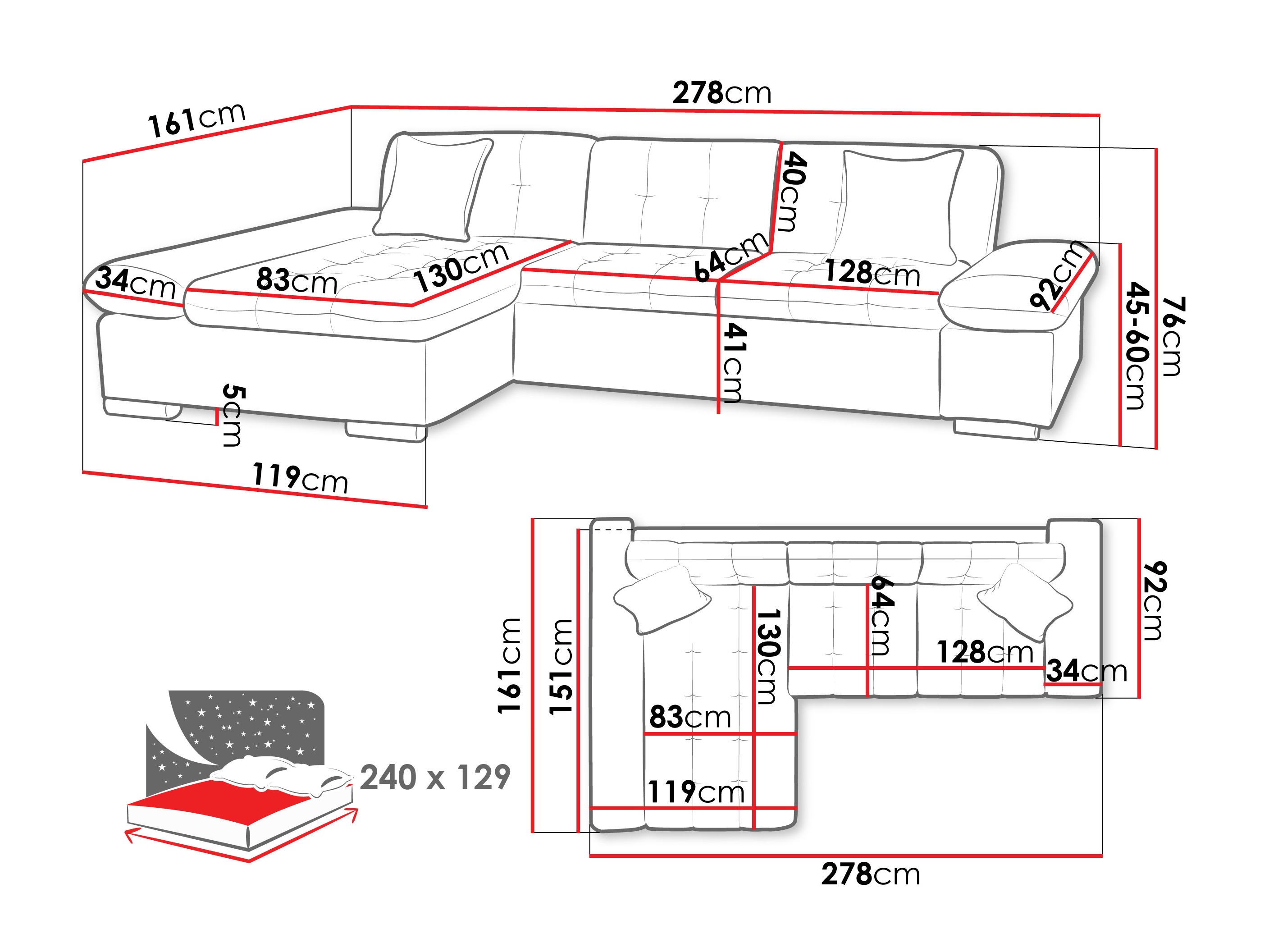 Corner sofa Comfivo Sanitas II (Piano 21 + Mokka 03)