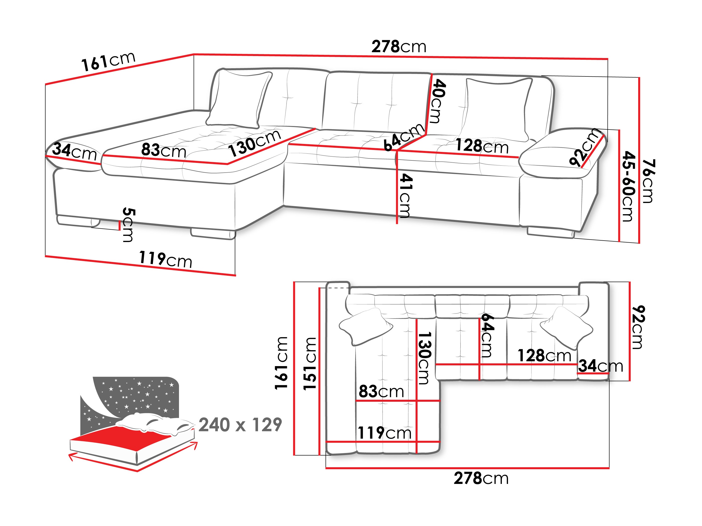 Corner sofa Comfivo Sanitas II (Piano 21 + Mokka 03)