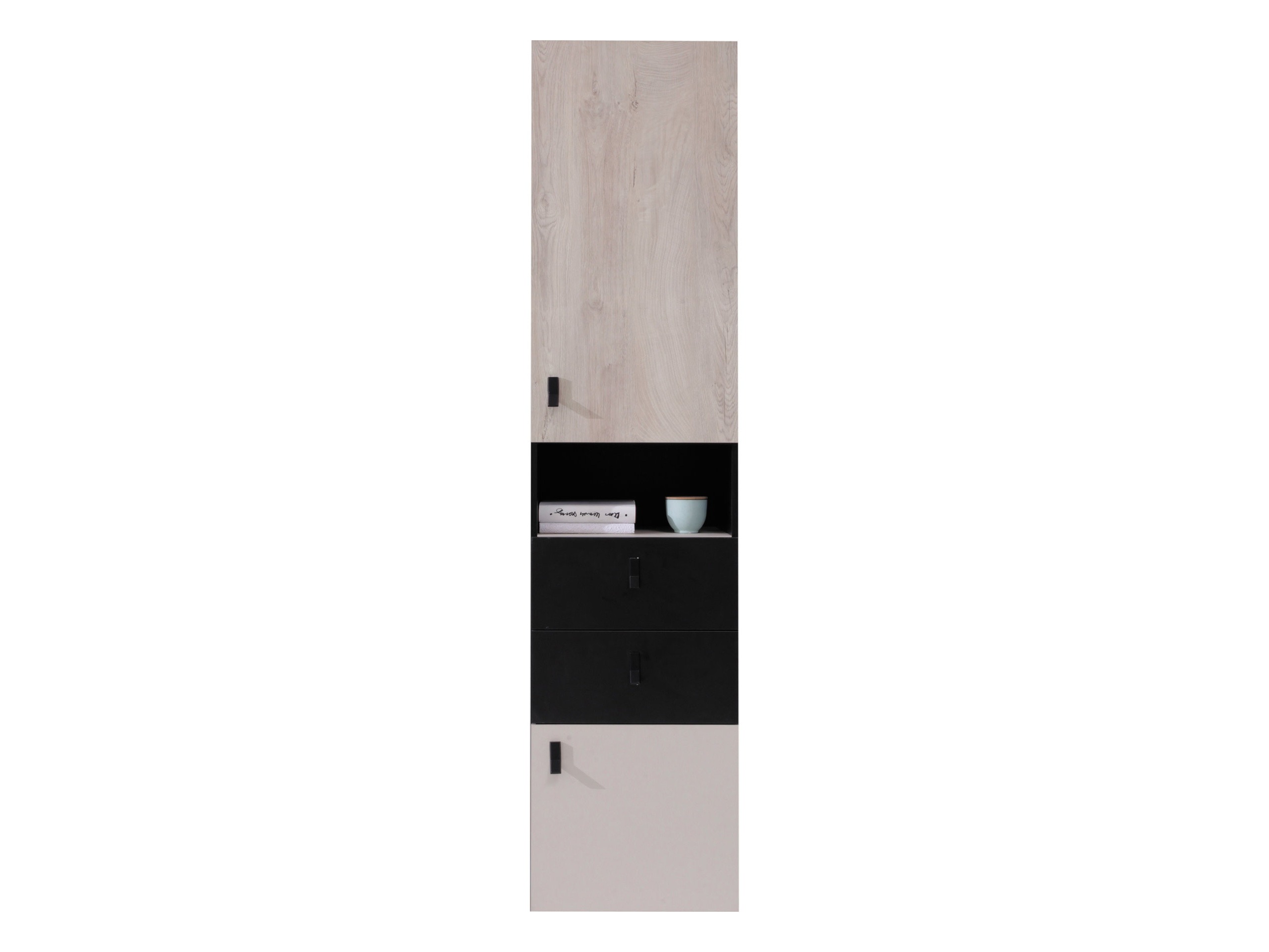 Bookcase Camteso 102 (Black + Oak + Beige)