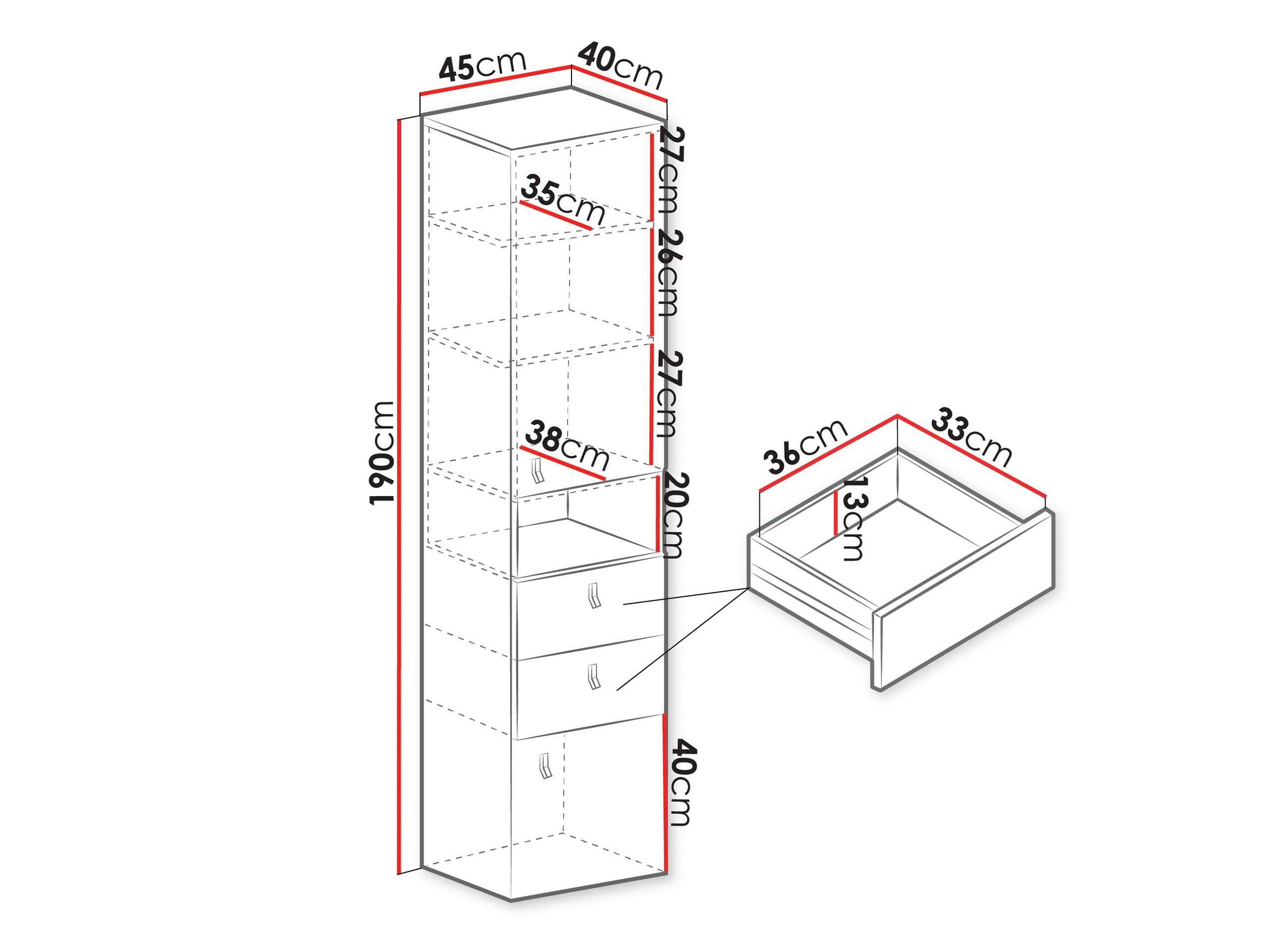 Bookcase Camteso 102 (White + Oak + Turquoise)