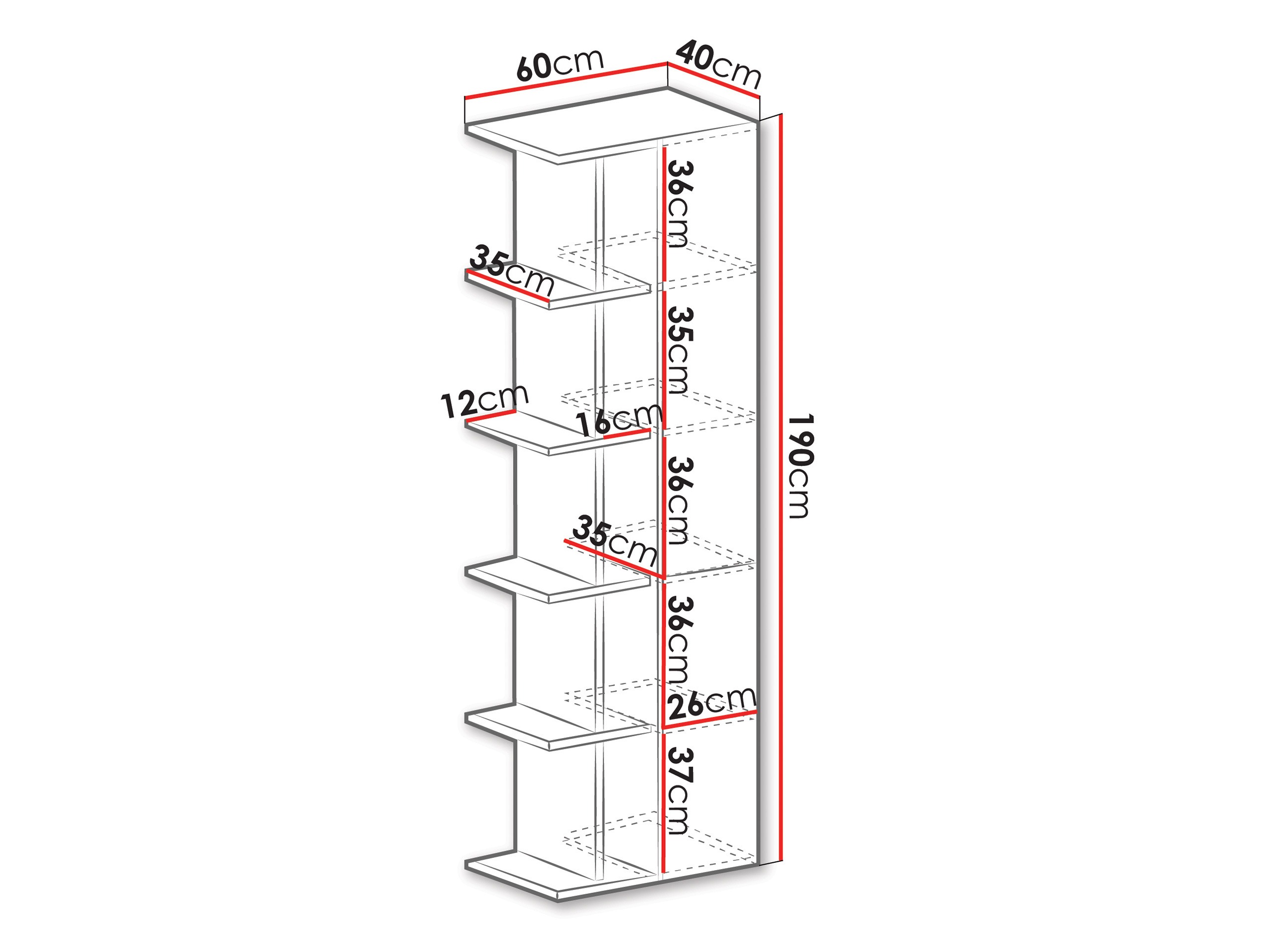 Bookcase Camteso 103 (Black + Oak + Beige)