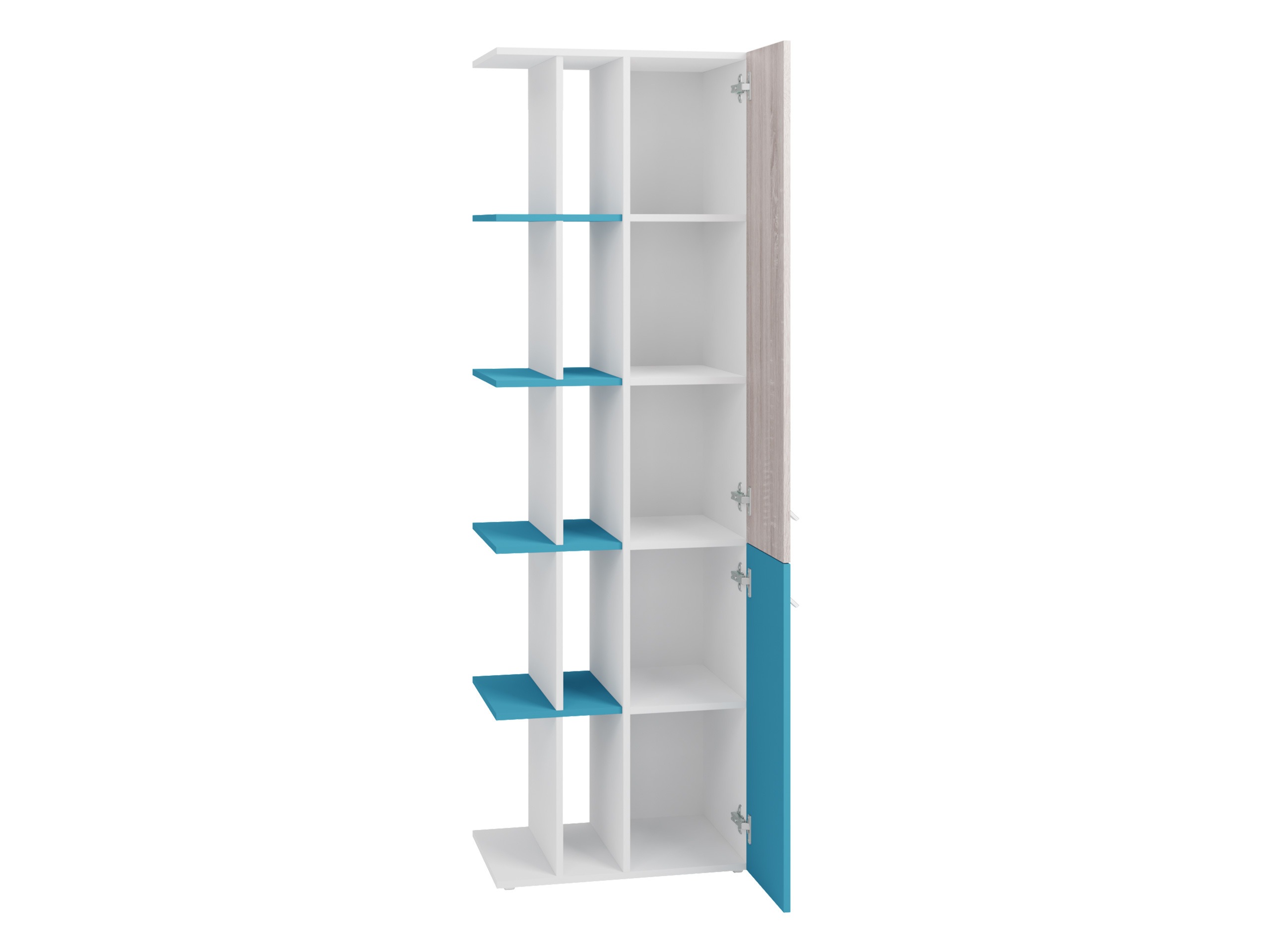 Bookcase Camteso 103 (White + Oak + Turquoise)