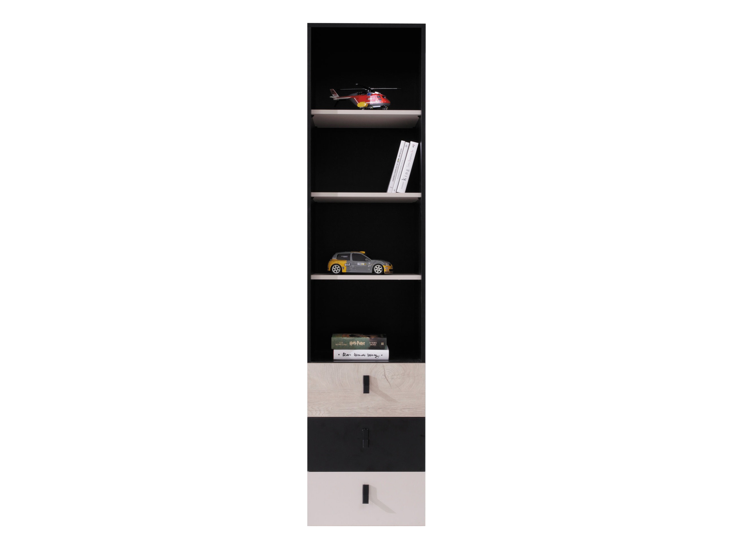 Bookcase Camteso 104 (Black + Oak + Beige)