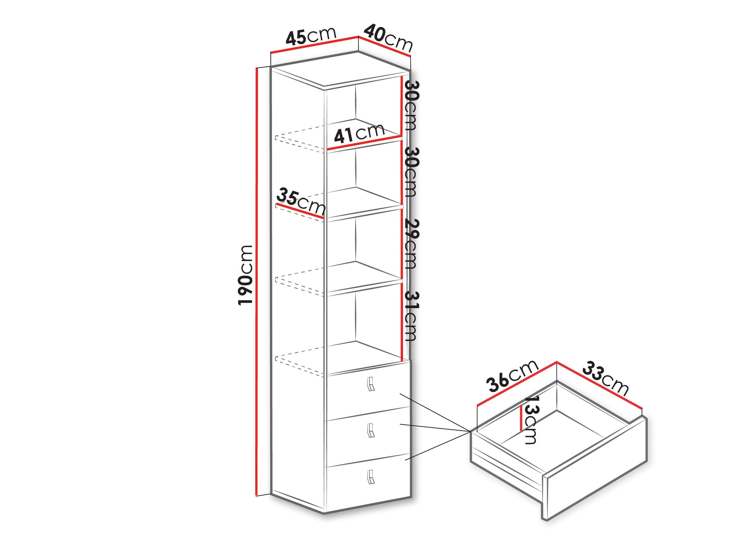 Bookcase Camteso 104 (White + Oak + Turquoise)
