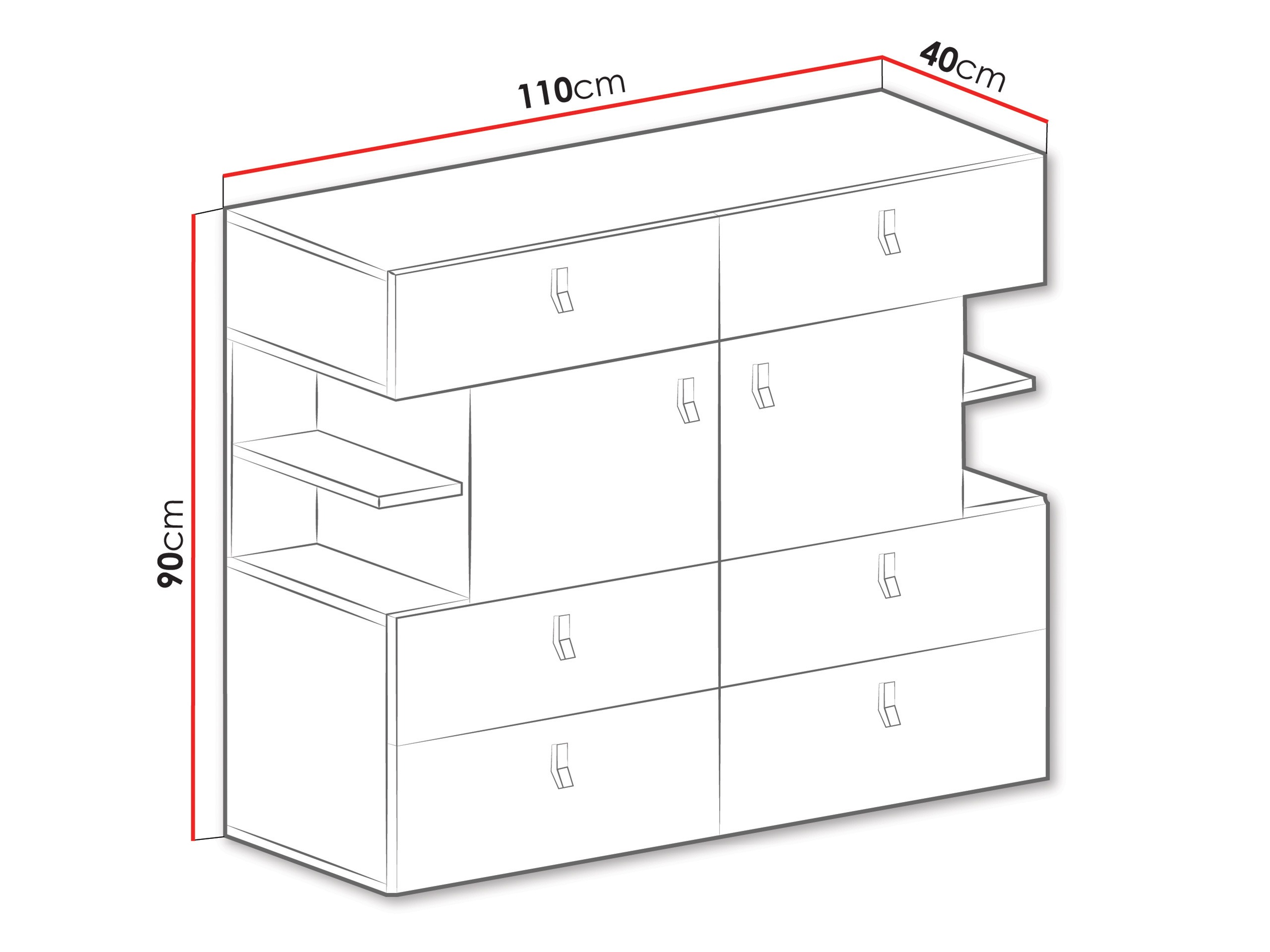 Chest of drawers Camteso 106 (White + Oak + Turquoise)
