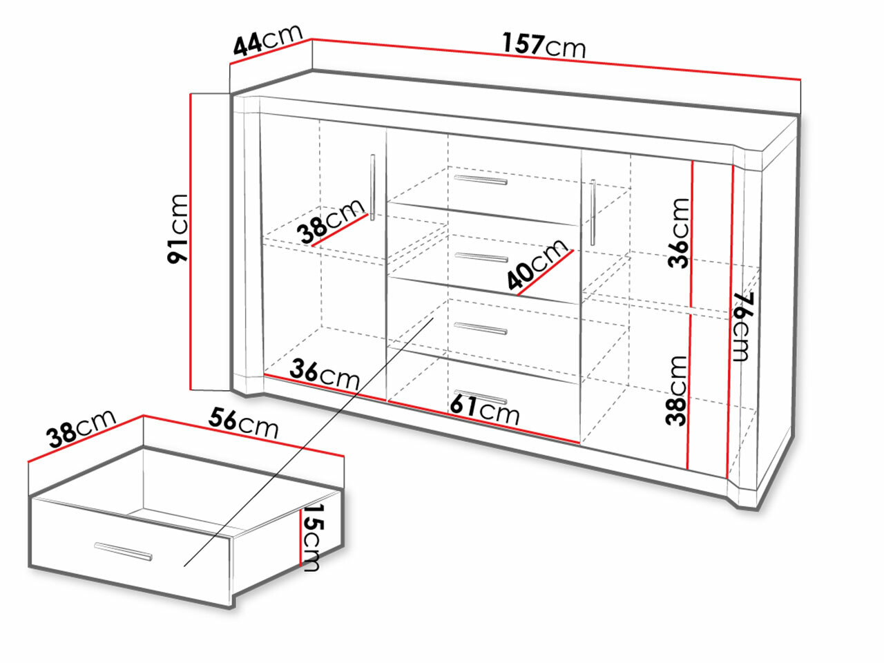 Chest of drawers Lorelie 100 (Trufel oak)