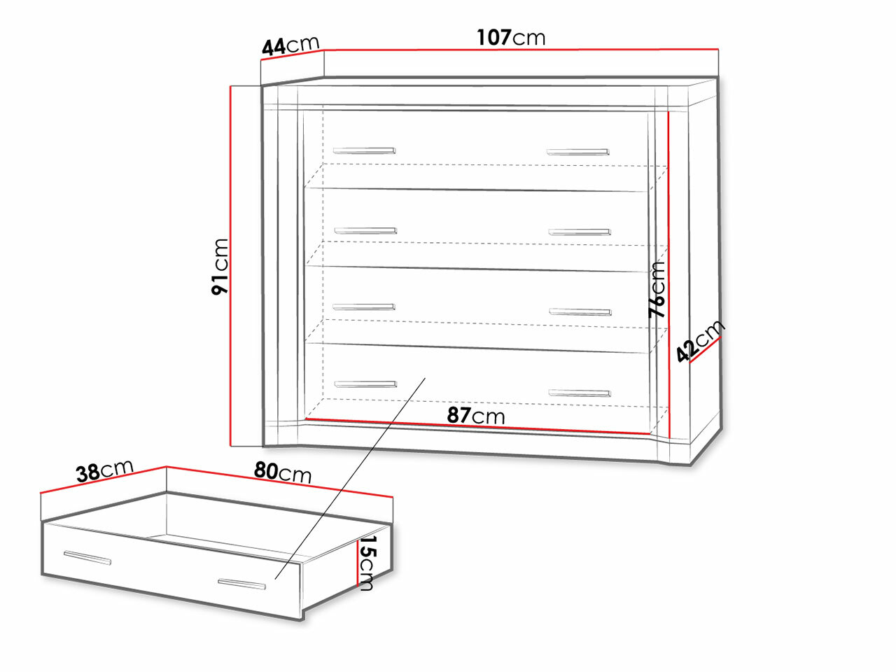 Chest of drawers Lorelie 101 (Sonoma oak)