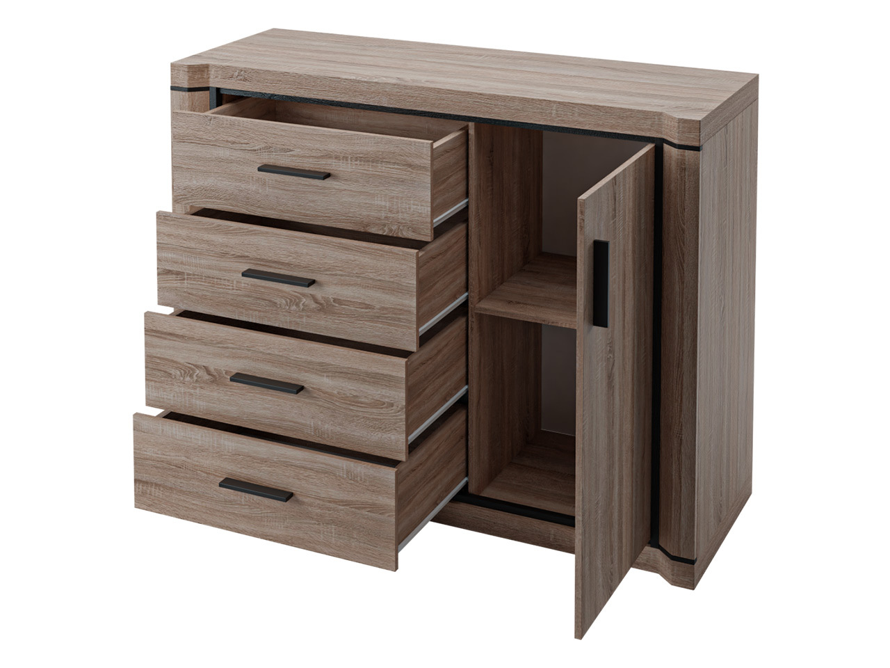 Chest of drawers Lorelie 102 (Trufel oak)