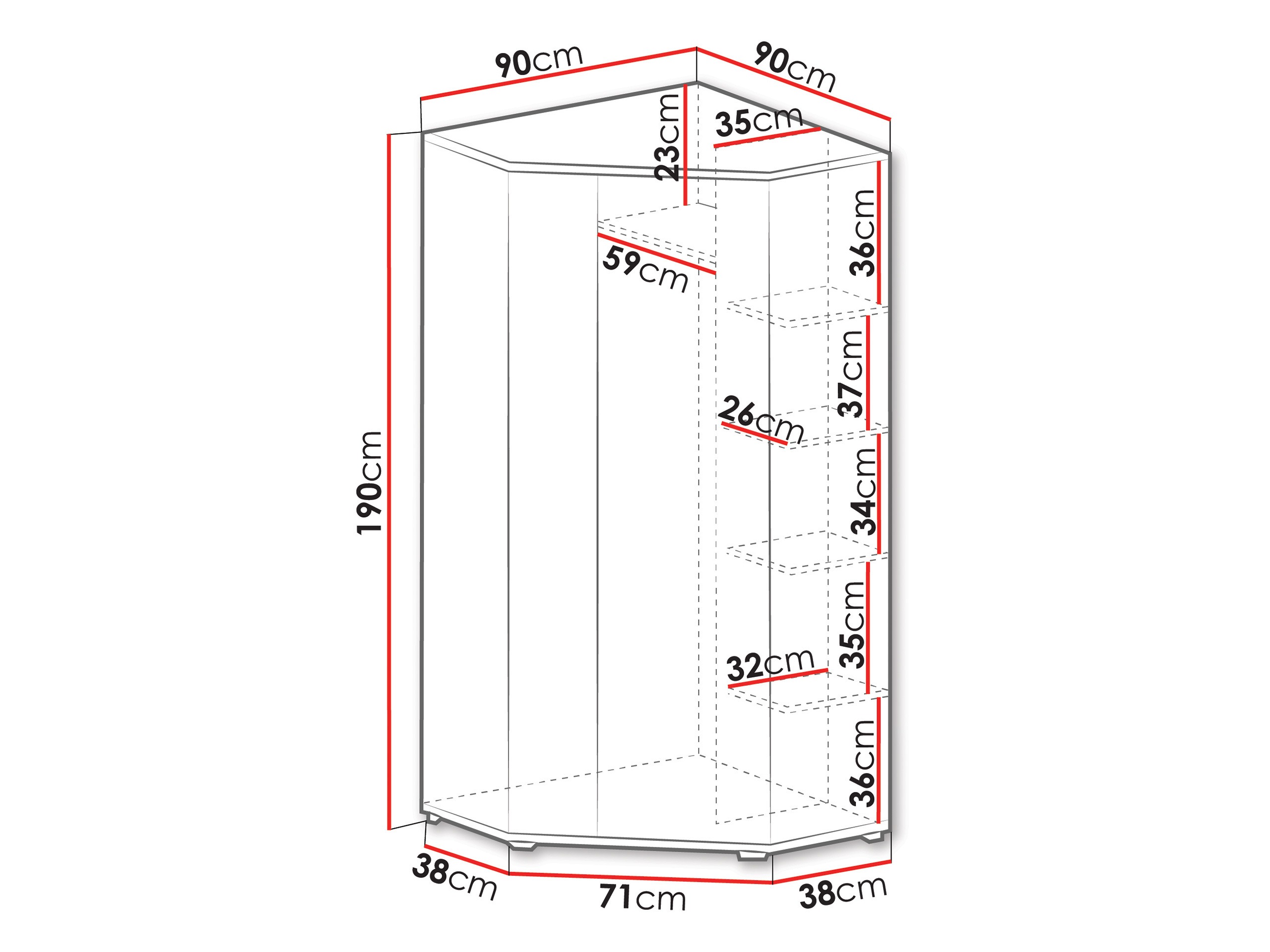 Corner wardrobe Camteso 100 (Black + Oak + Beige)