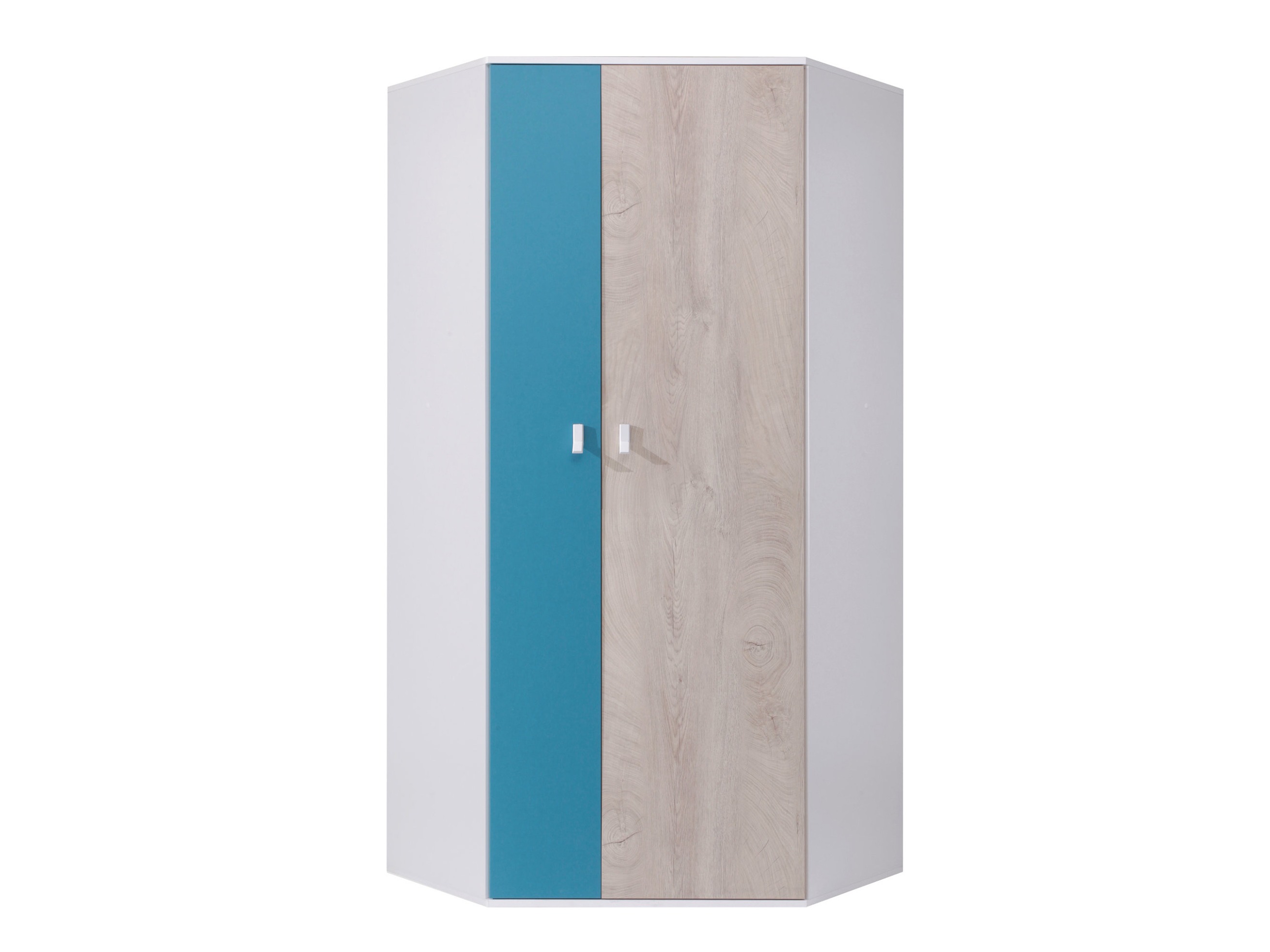 Corner wardrobe Camteso 100 (White + Oak + Turquoise)