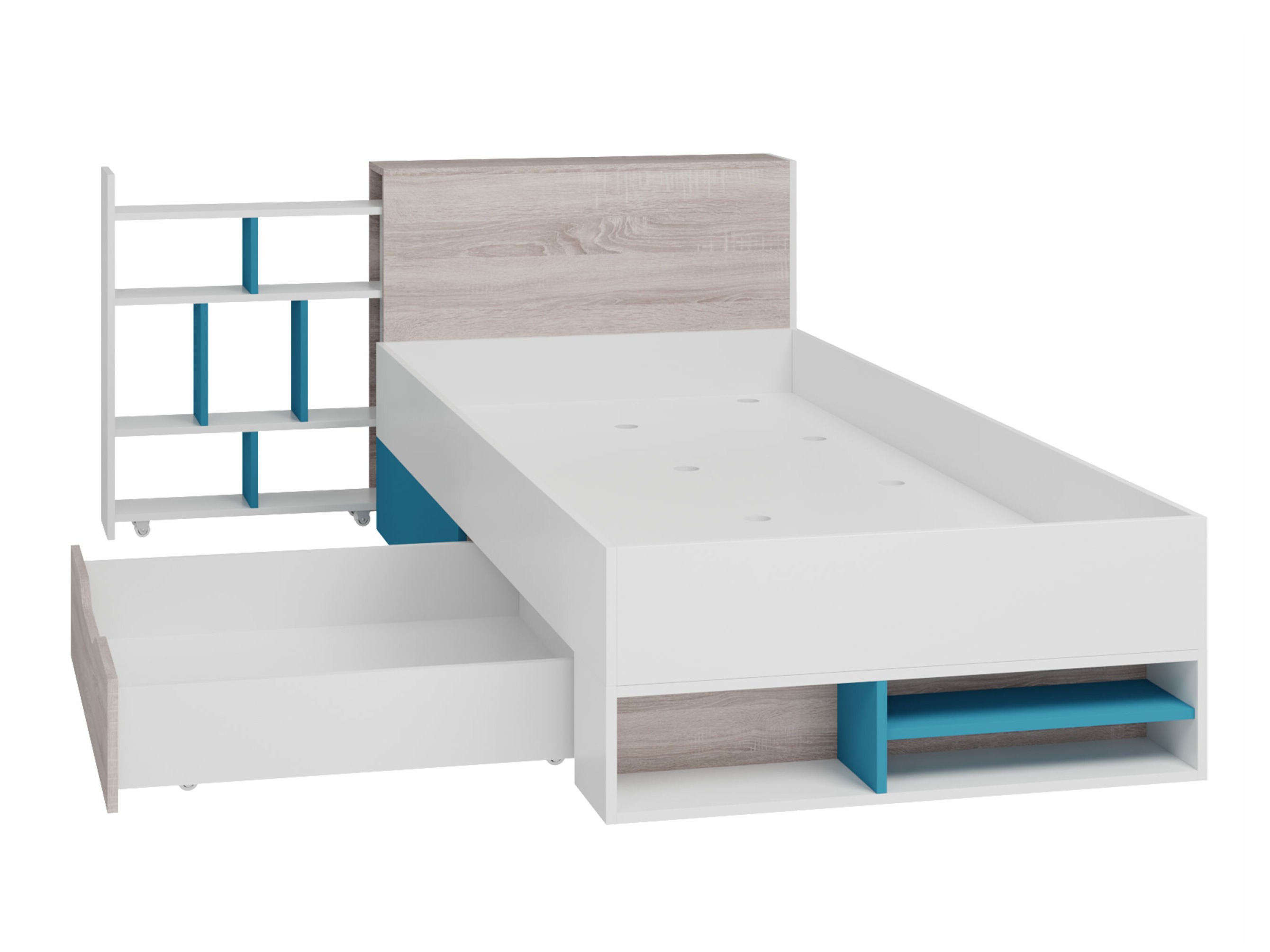 Bed Camteso 112 (Black + Oak + Beige)