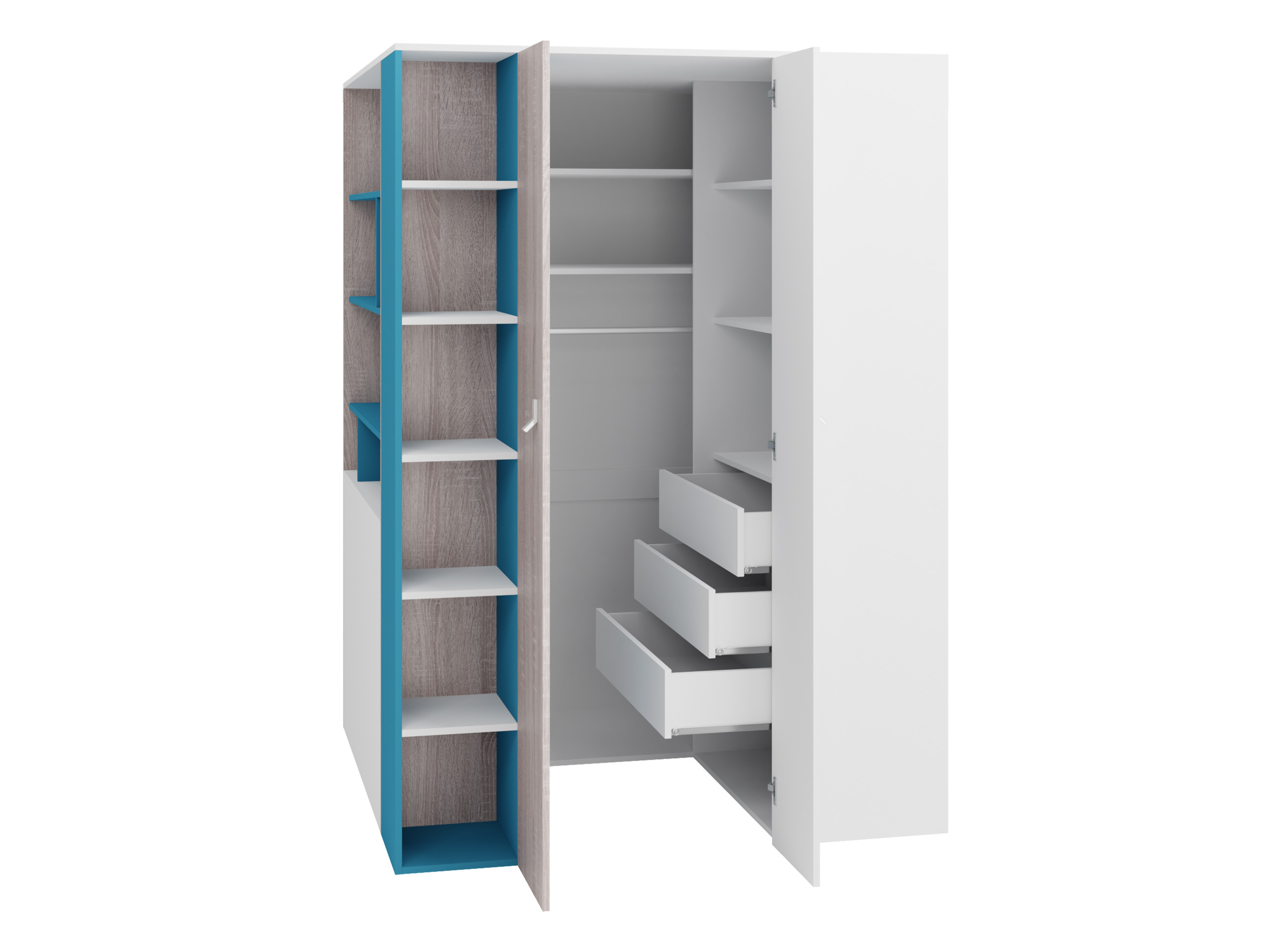 Corner wardrobe Camteso 113 (Black + Oak + Beige)