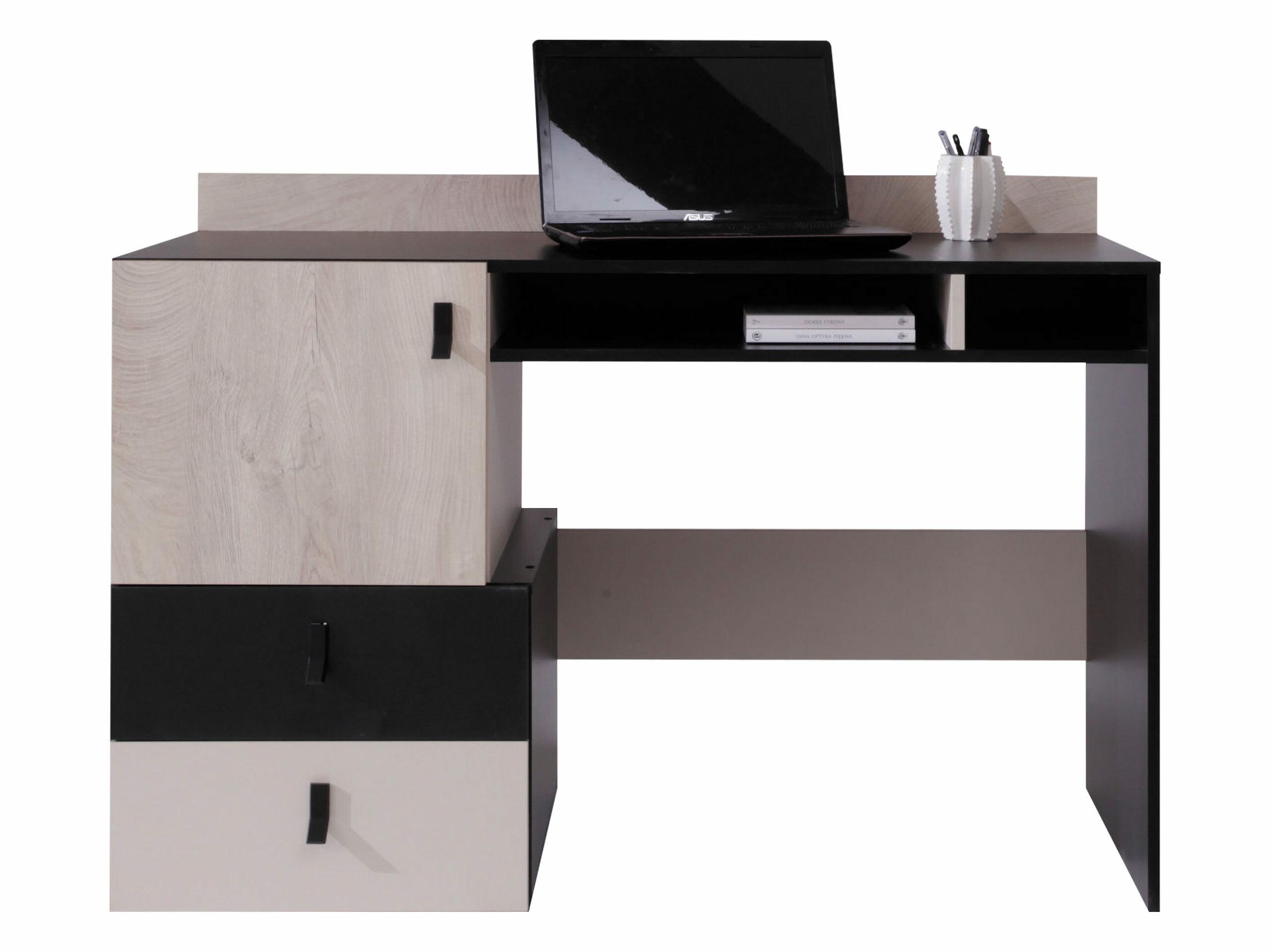 Desk Camteso 107 (Black + Oak + Beige)