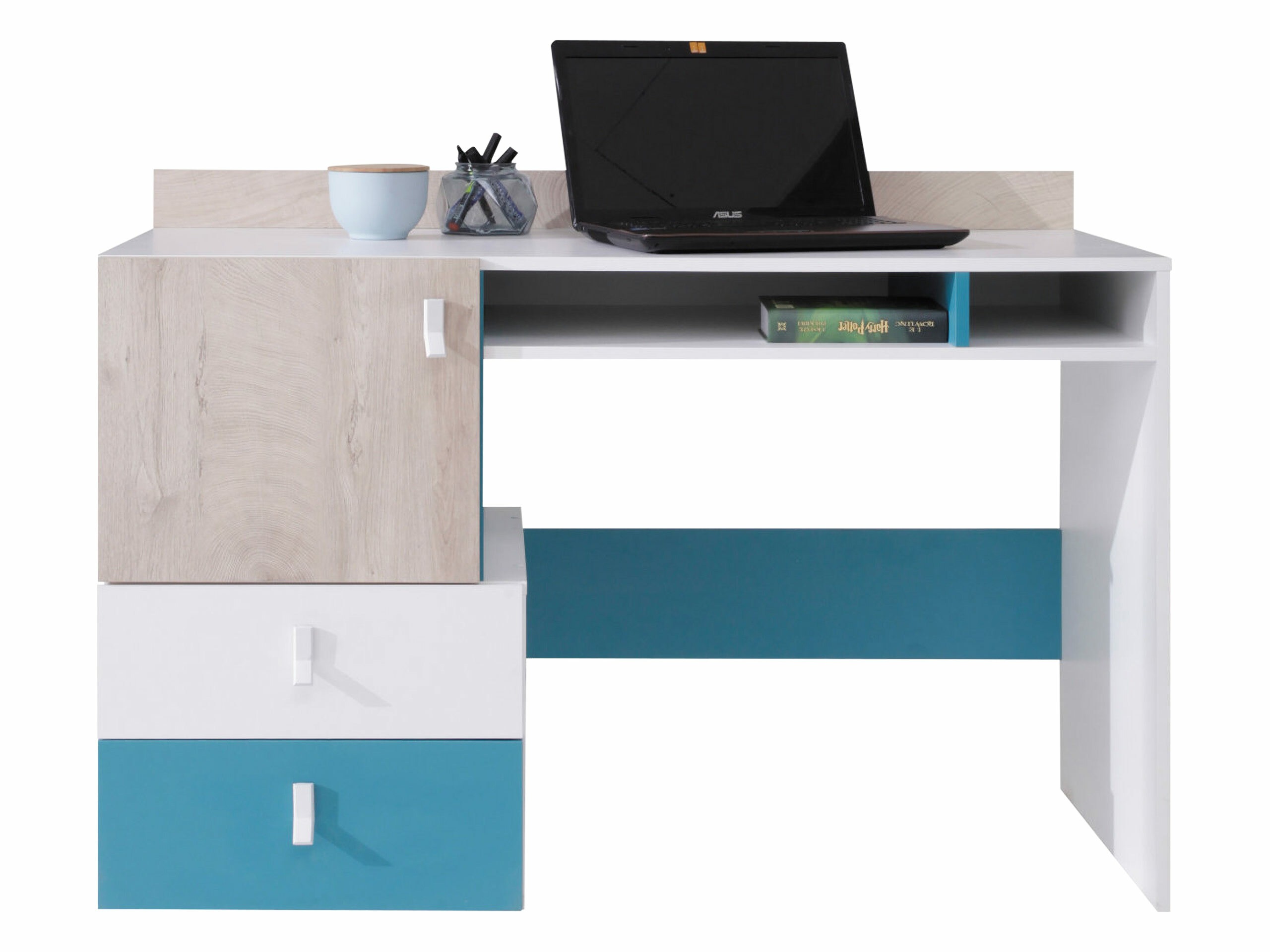 Desk Camteso 107 (White + Oak + Turquoise)