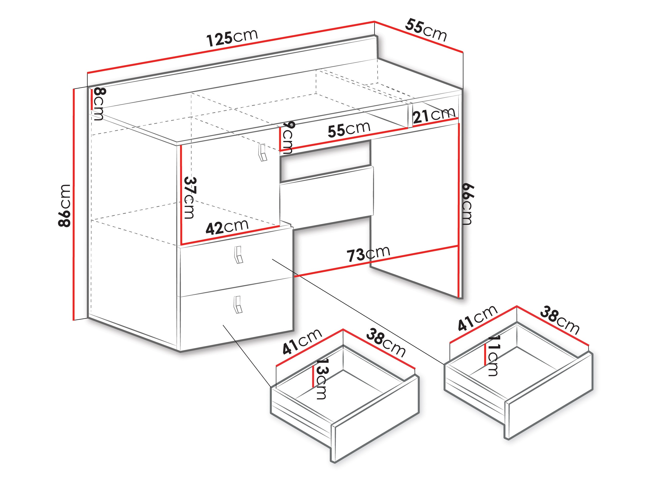 Desk Camteso 107 (White + Oak + Turquoise)