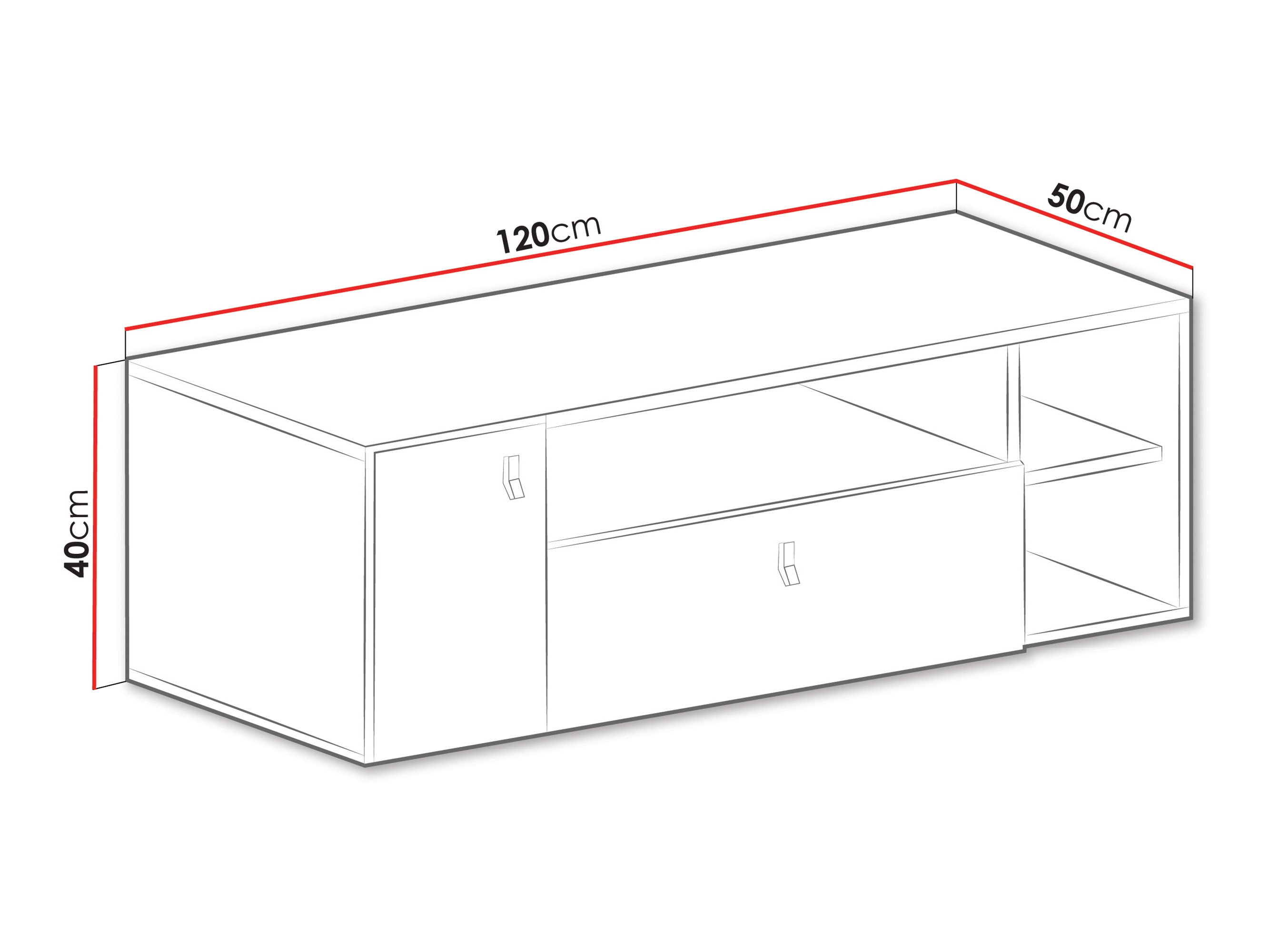 TV stand Camteso 108 (White + Oak + Turquoise)
