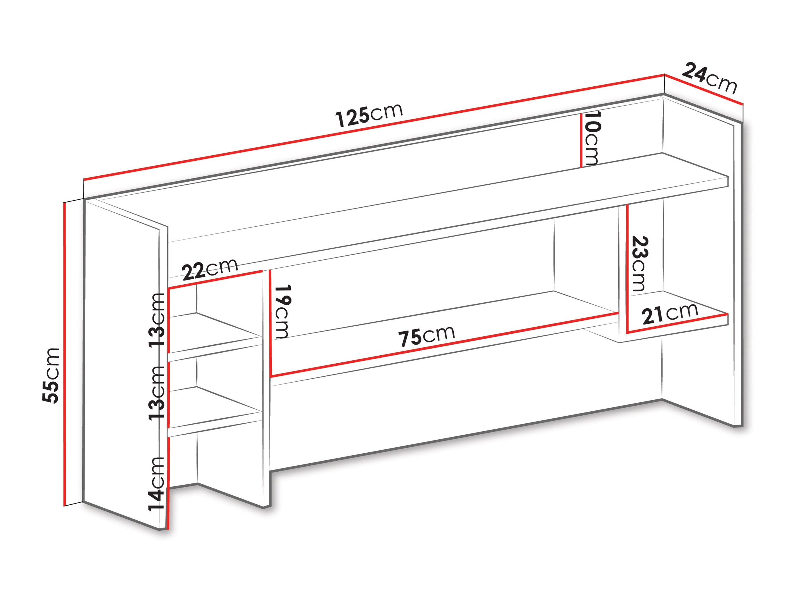 Wall shelf Camteso 109 (Black + Oak + Beige)
