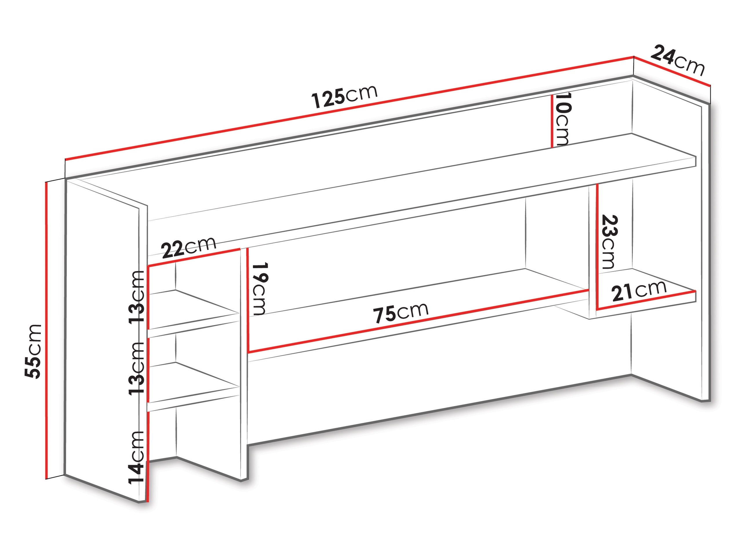 Wall shelf Camteso 109 (White + Oak + Turquoise)