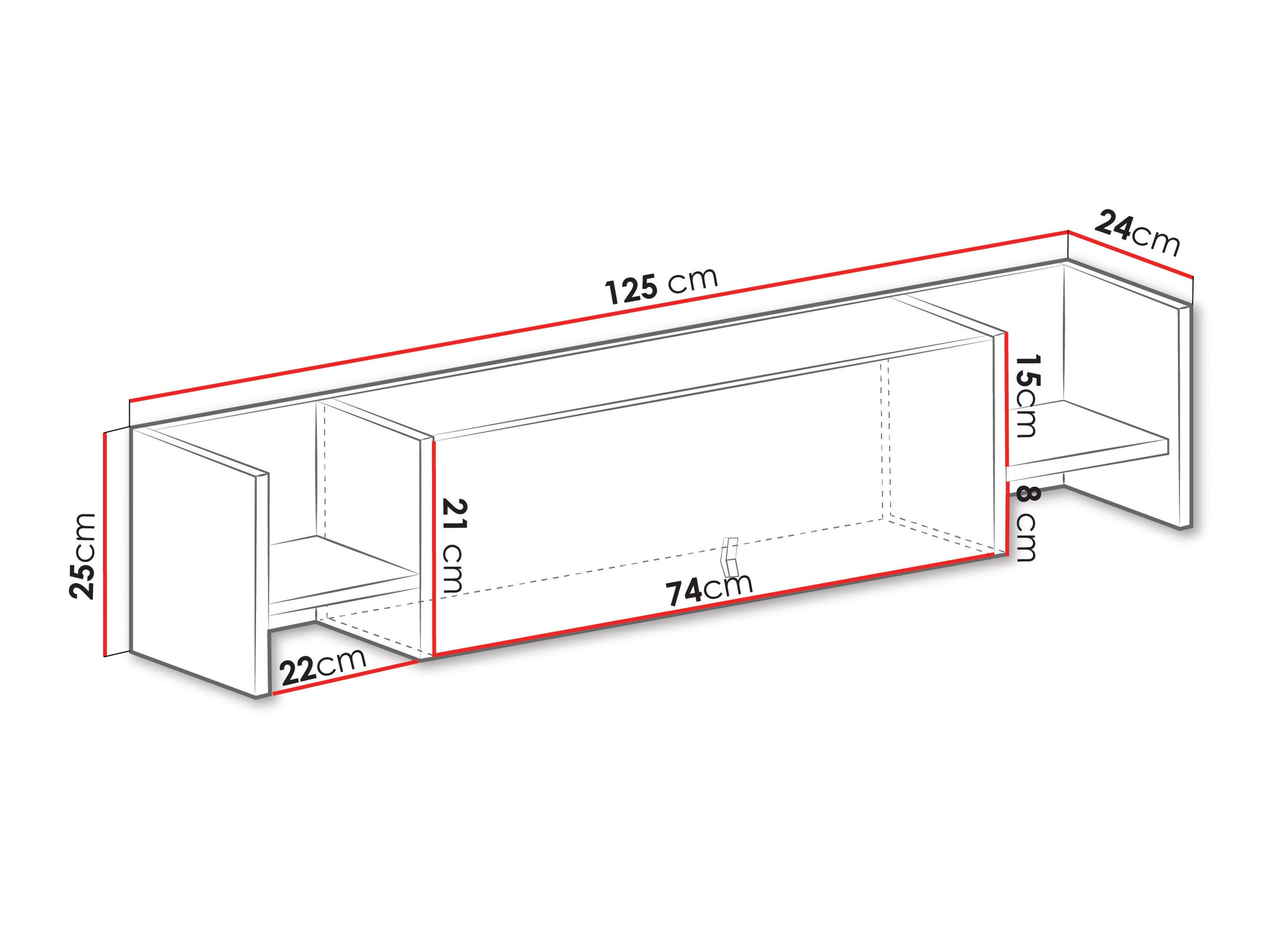 Wall shelf Camteso 110 (Black + Oak + Beige)