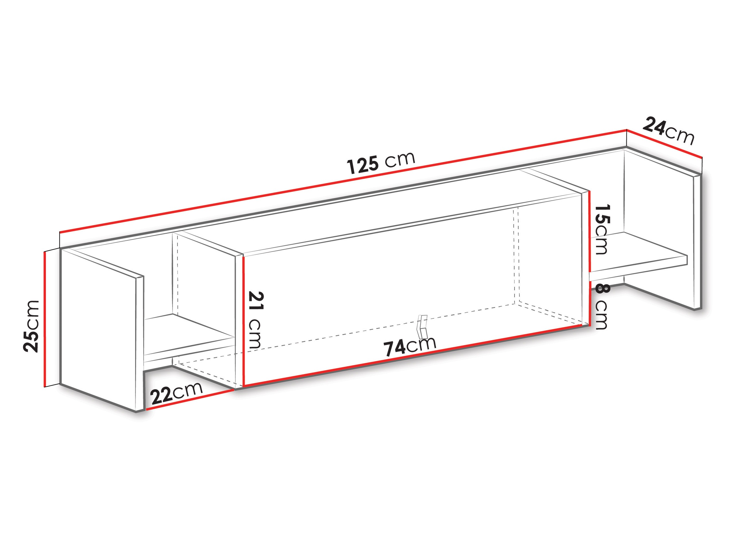Wall shelf Camteso 110 (White + Oak + Turquoise)