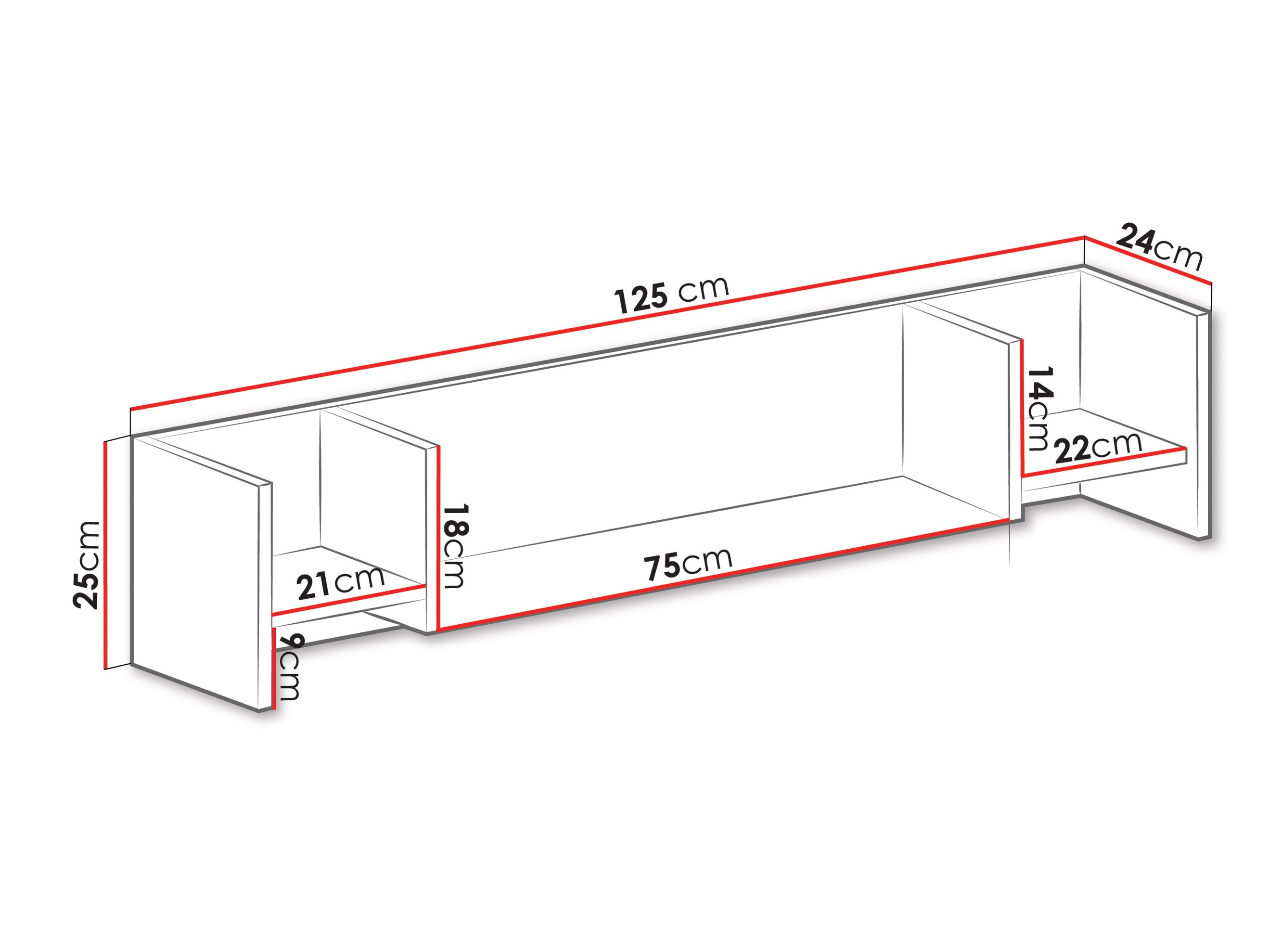 Wall shelf Camteso 111 (Black + Oak + Beige)