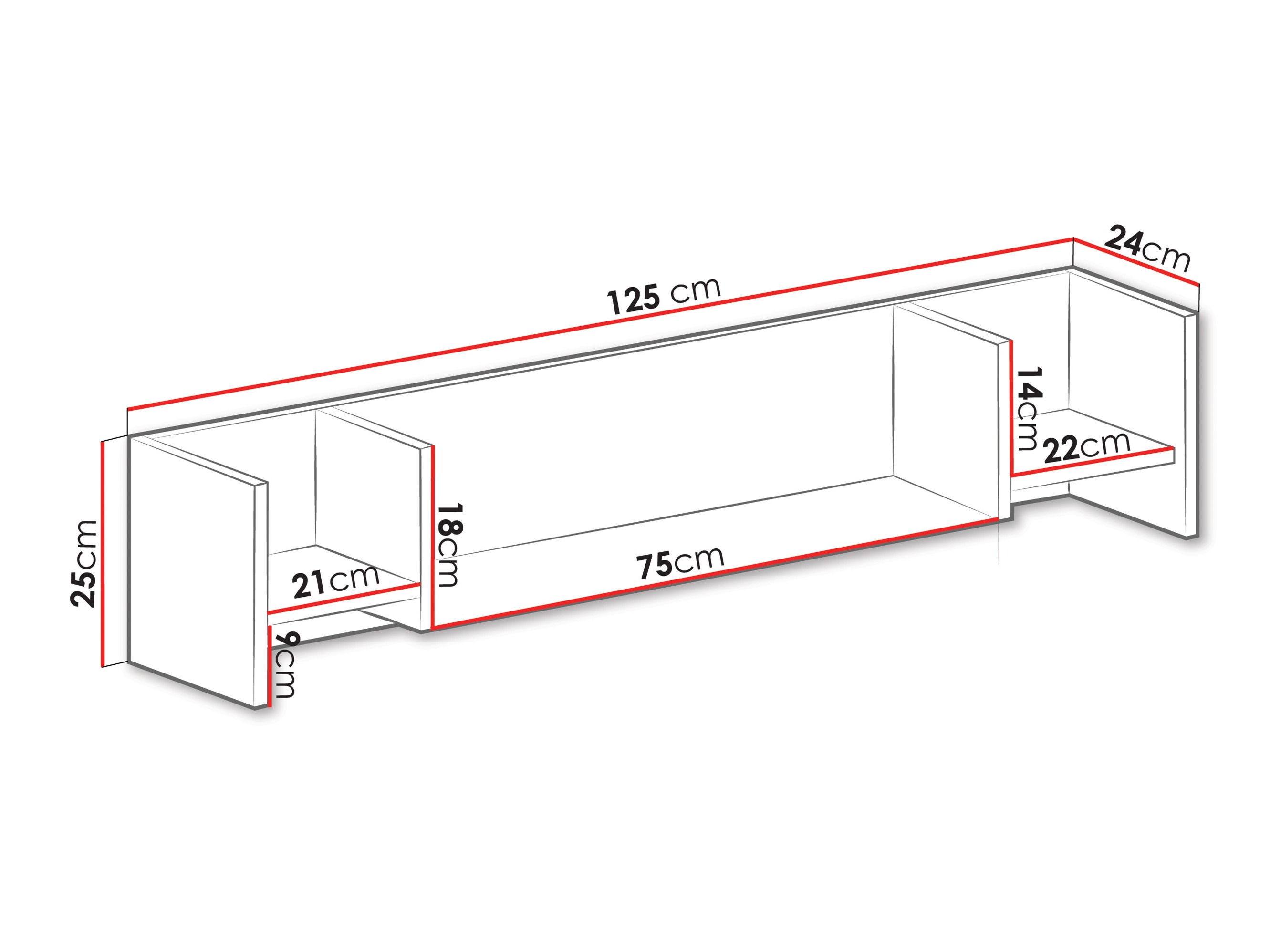 Wall shelf Camteso 111 (White + Oak + Turquoise)