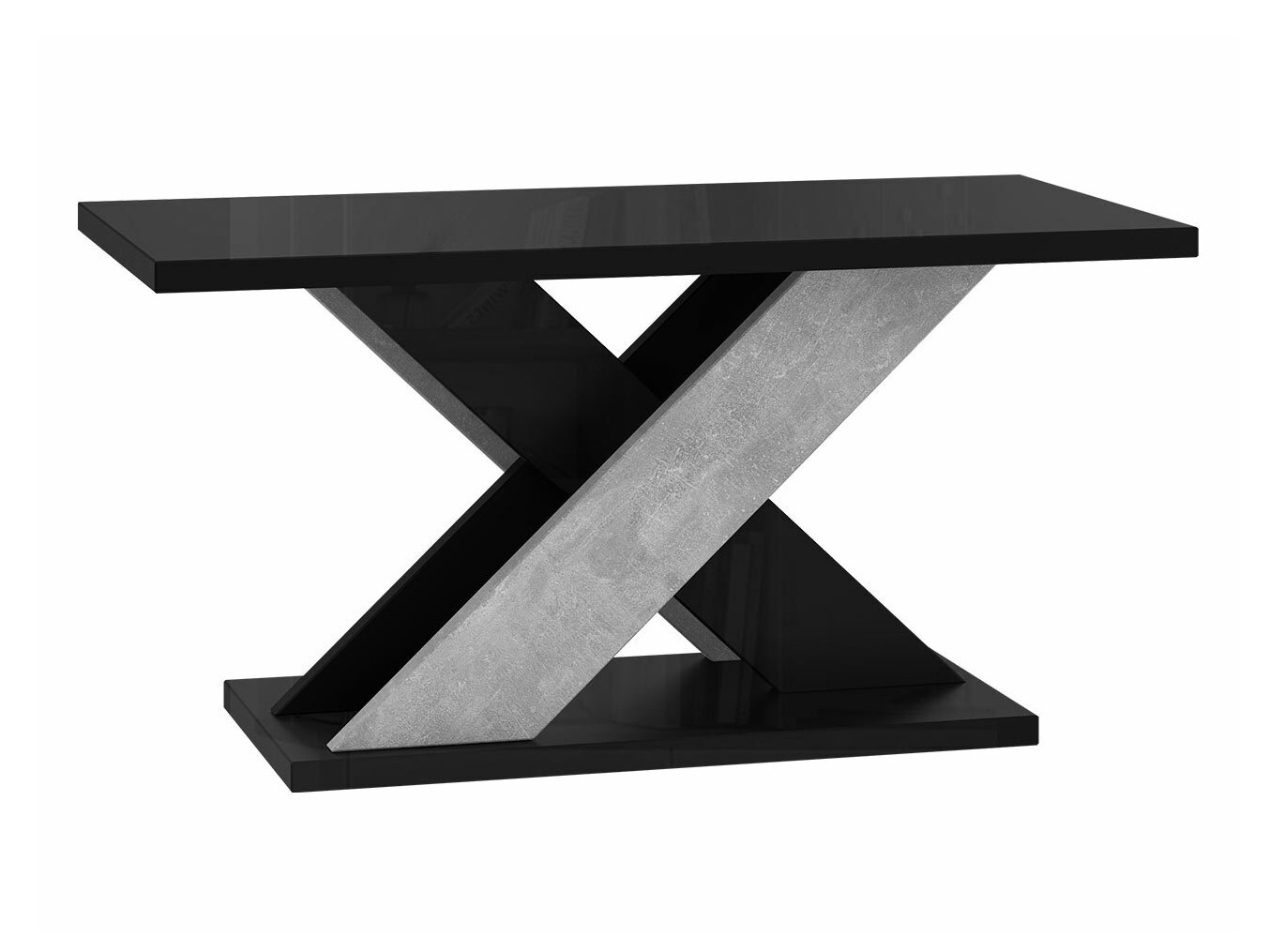 Coffee table Goodyear 116 (Glossy black + Concrete)