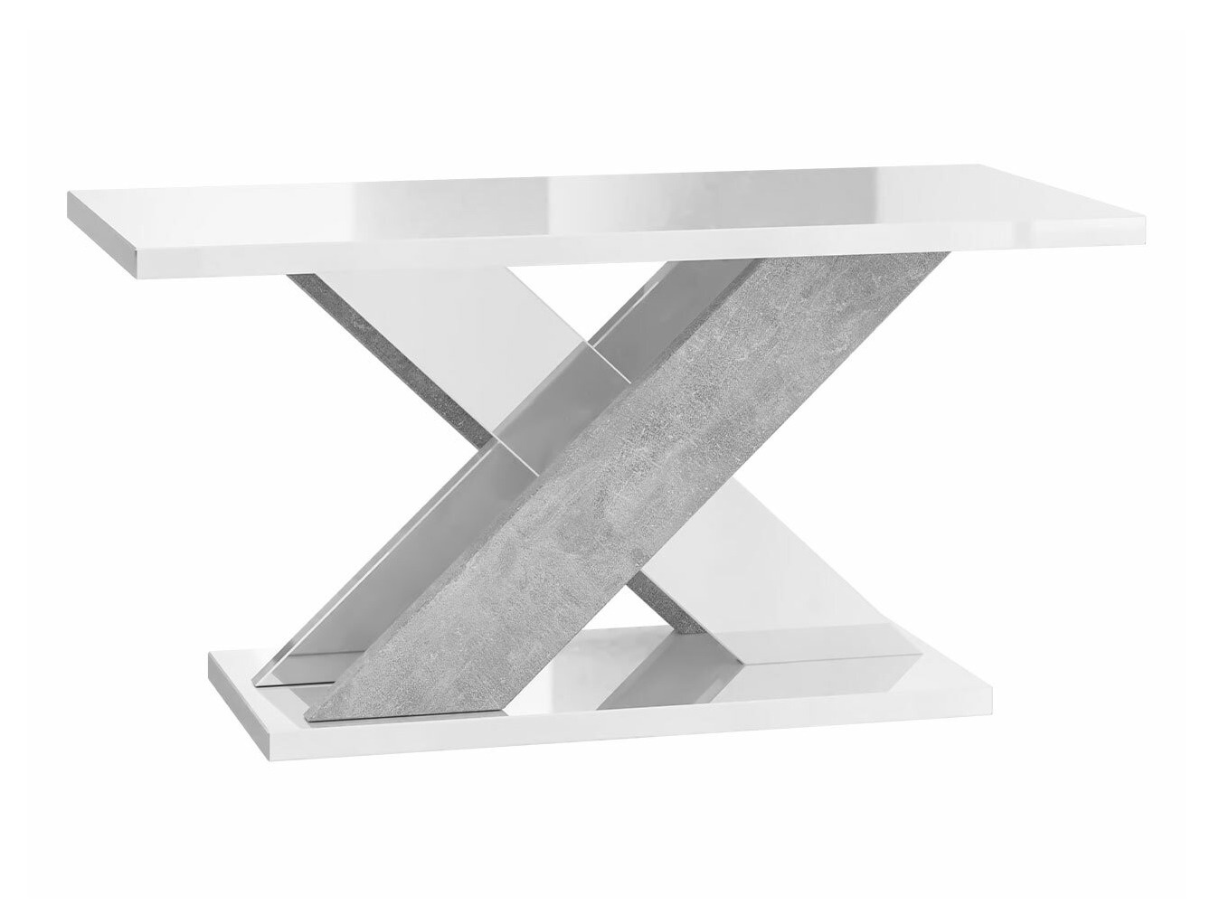 Coffee table Goodyear 116 (Glossy white + Concrete)