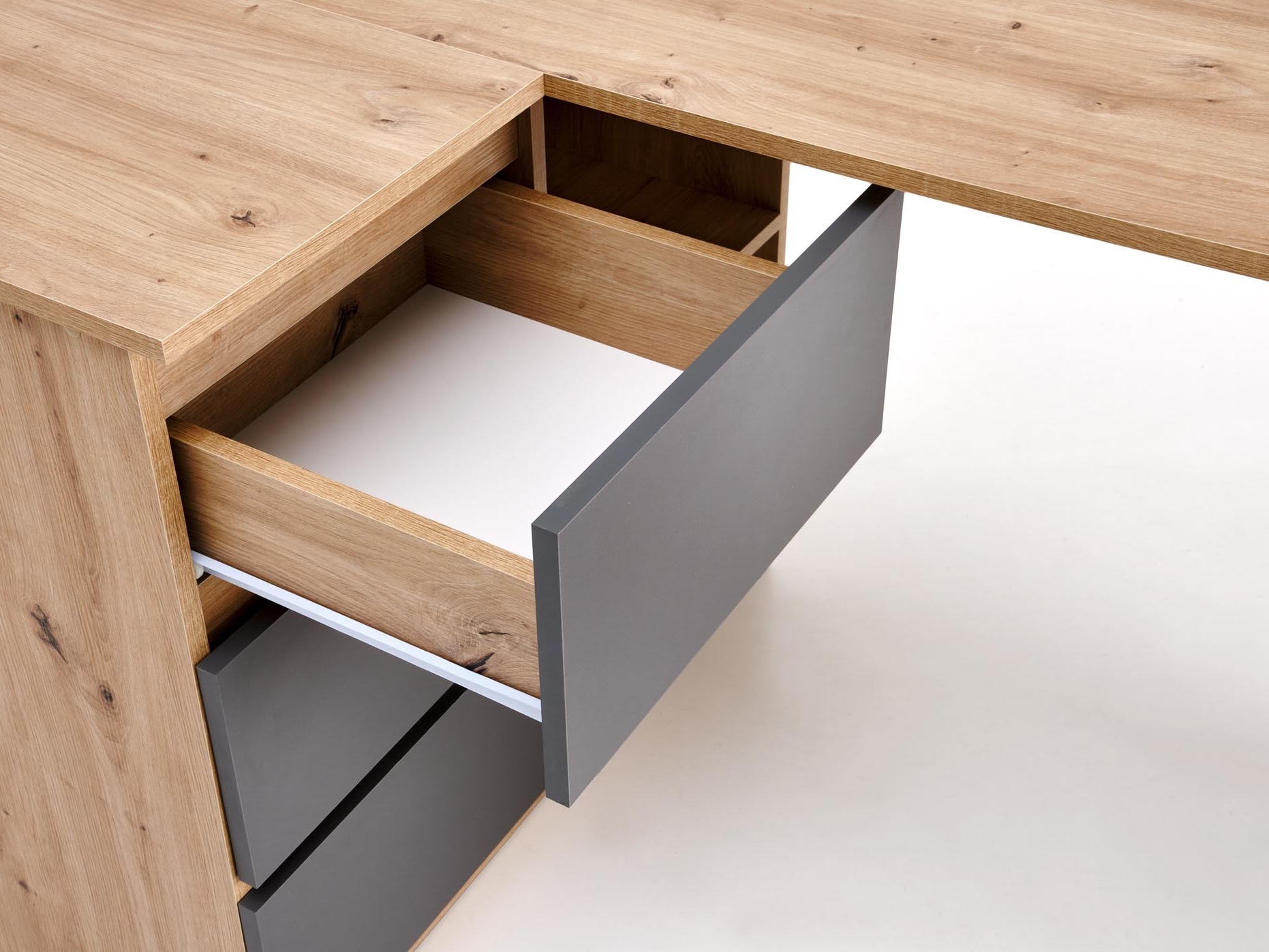 Corner desk Houston 1950 (Graphite + Artisan oak)