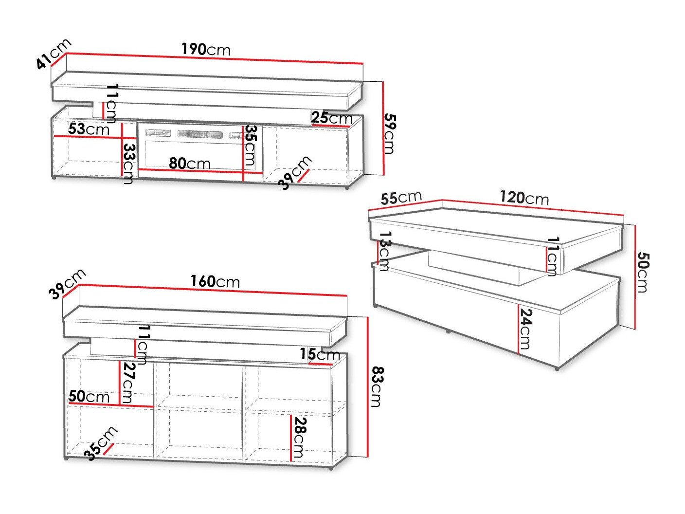 Living room set Monfero 106 (White + Glossy white)
