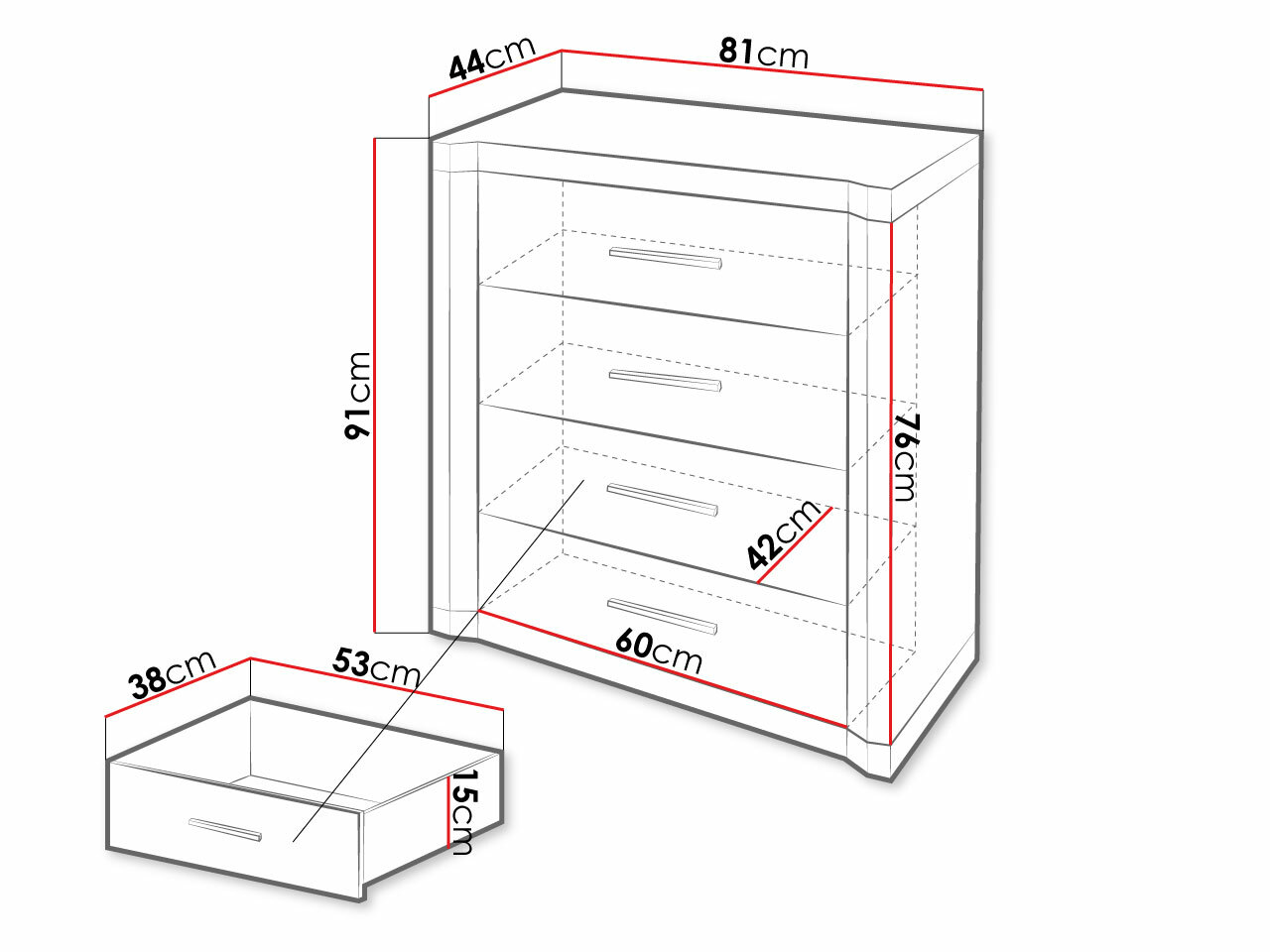 Chest of drawers Lorelie 103 (Trufel oak)