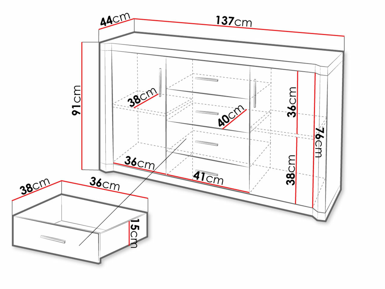 Chest of drawers Lorelie 104 (Trufel oak)