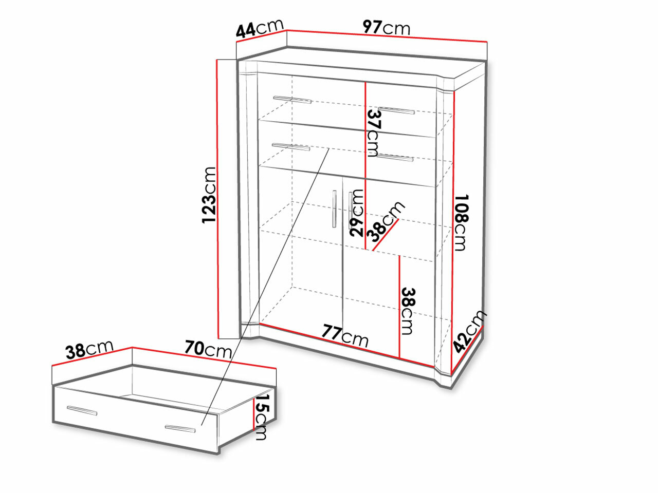 Chest of drawers Lorelie 105 (Sonoma oak)