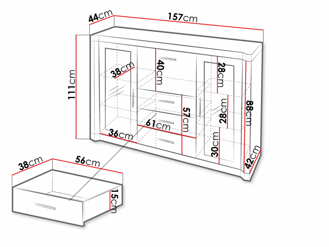Chest of drawers Lorelie 106 (Trufel oak)