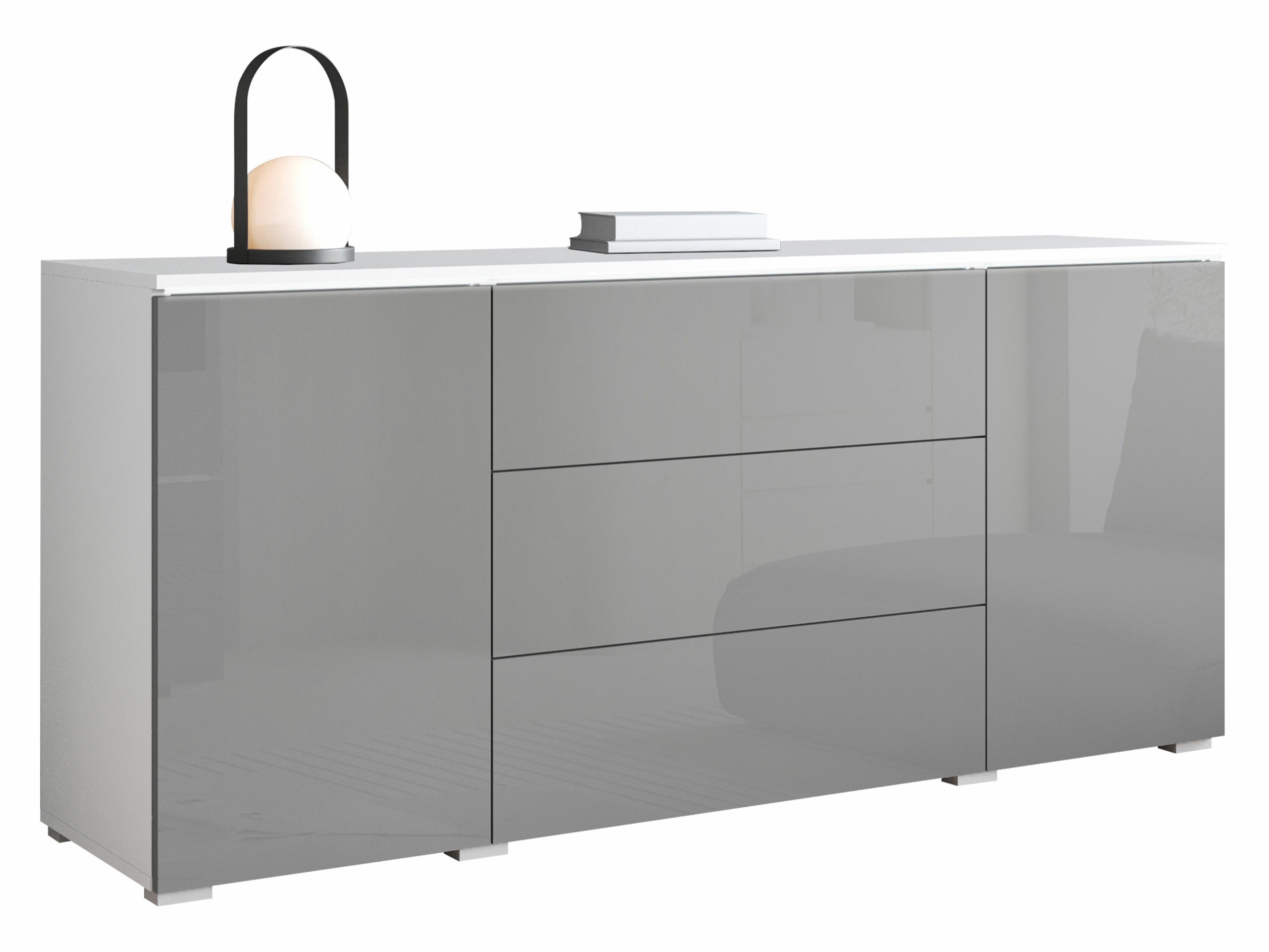 Chest of drawers Mirfivo 102 (Glossy grey)