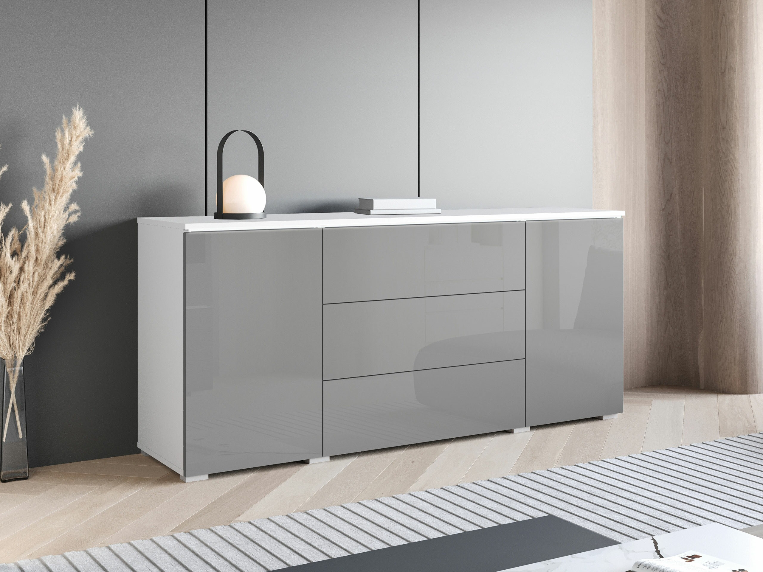 Chest of drawers Mirfivo 102 (Glossy grey)
