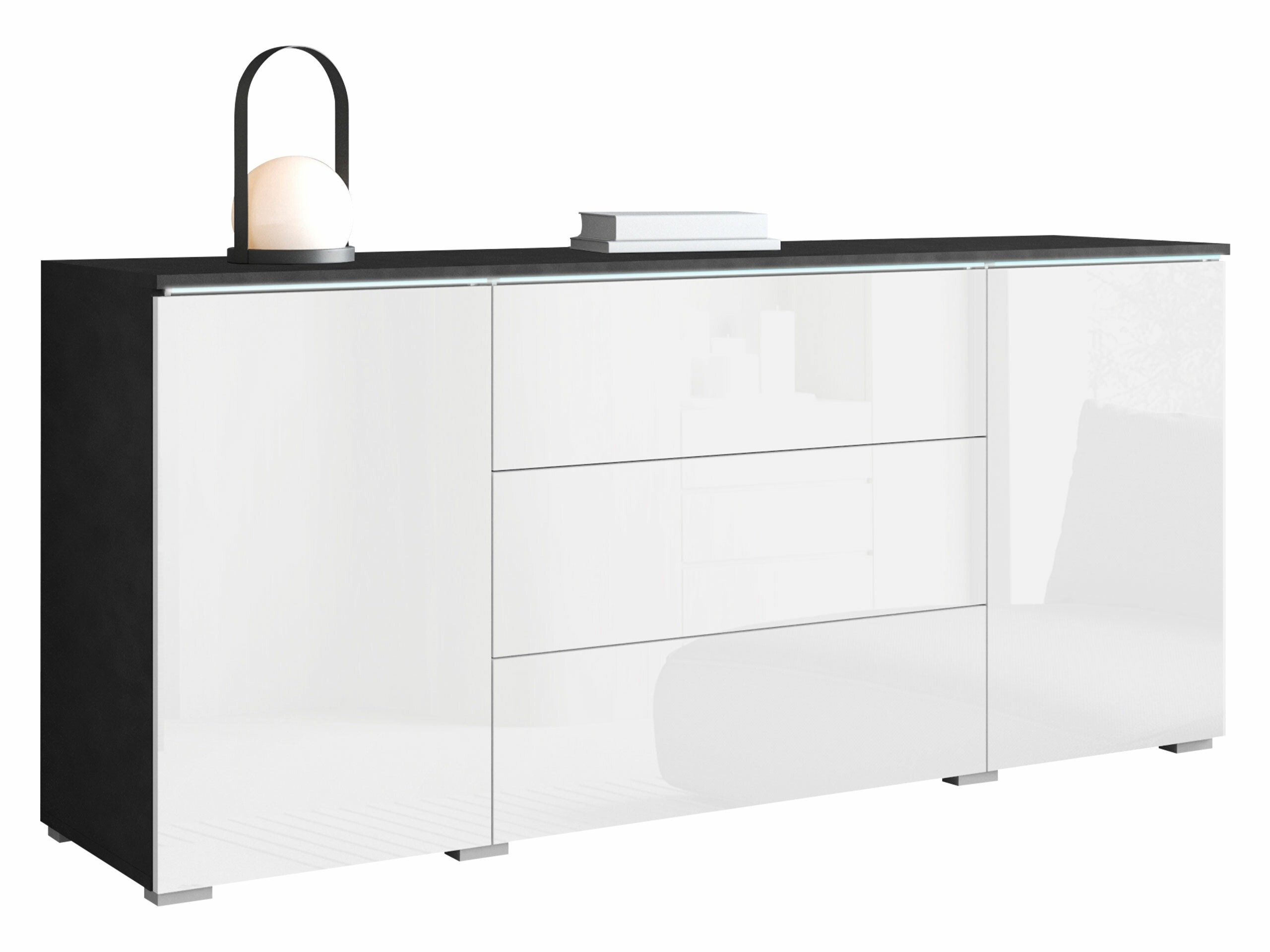Chest of drawers Mirfivo 102 (Matera grey + Glossy white)