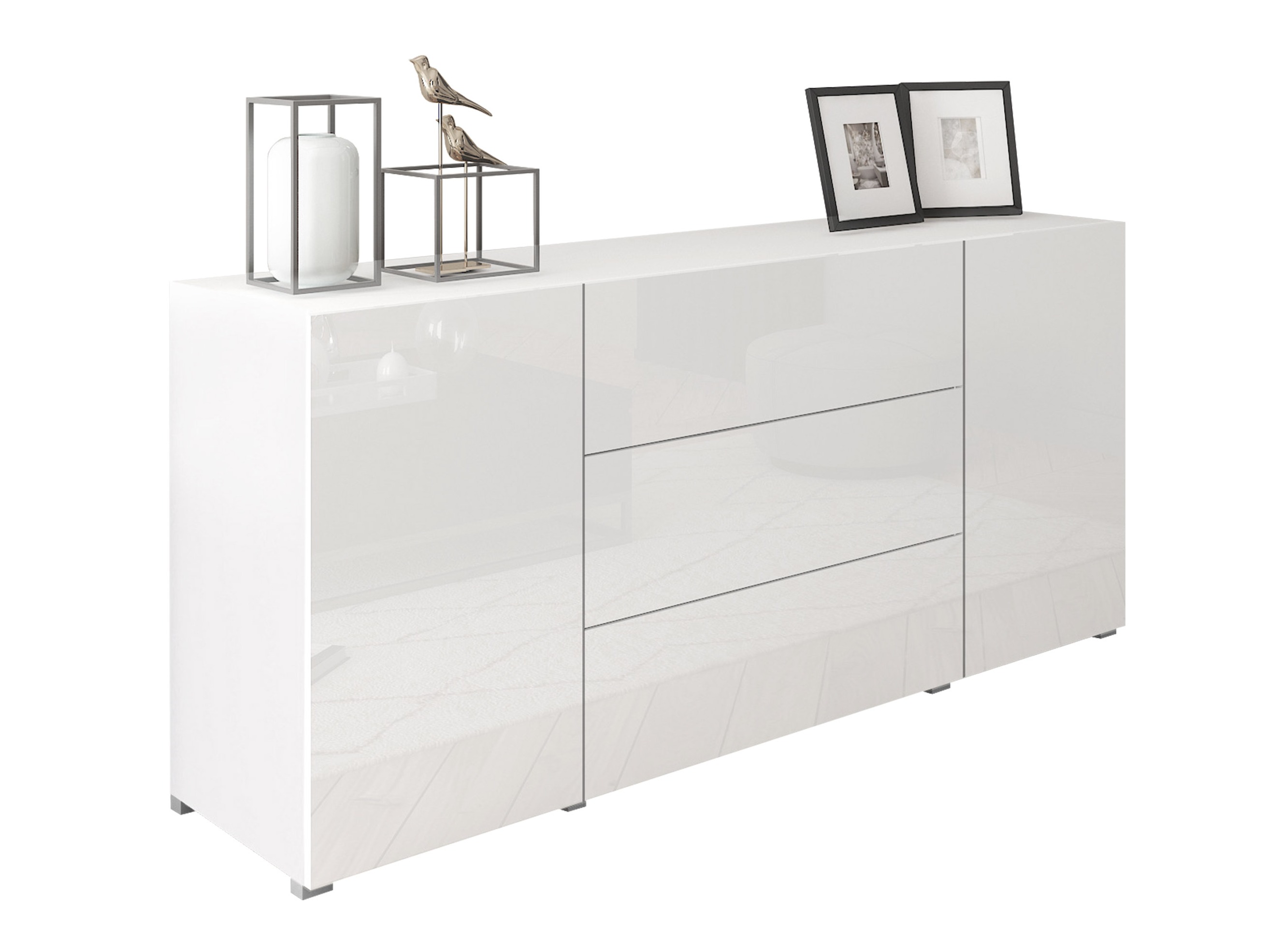 Chest of drawers Sarasota 191 (White + Glossy white)