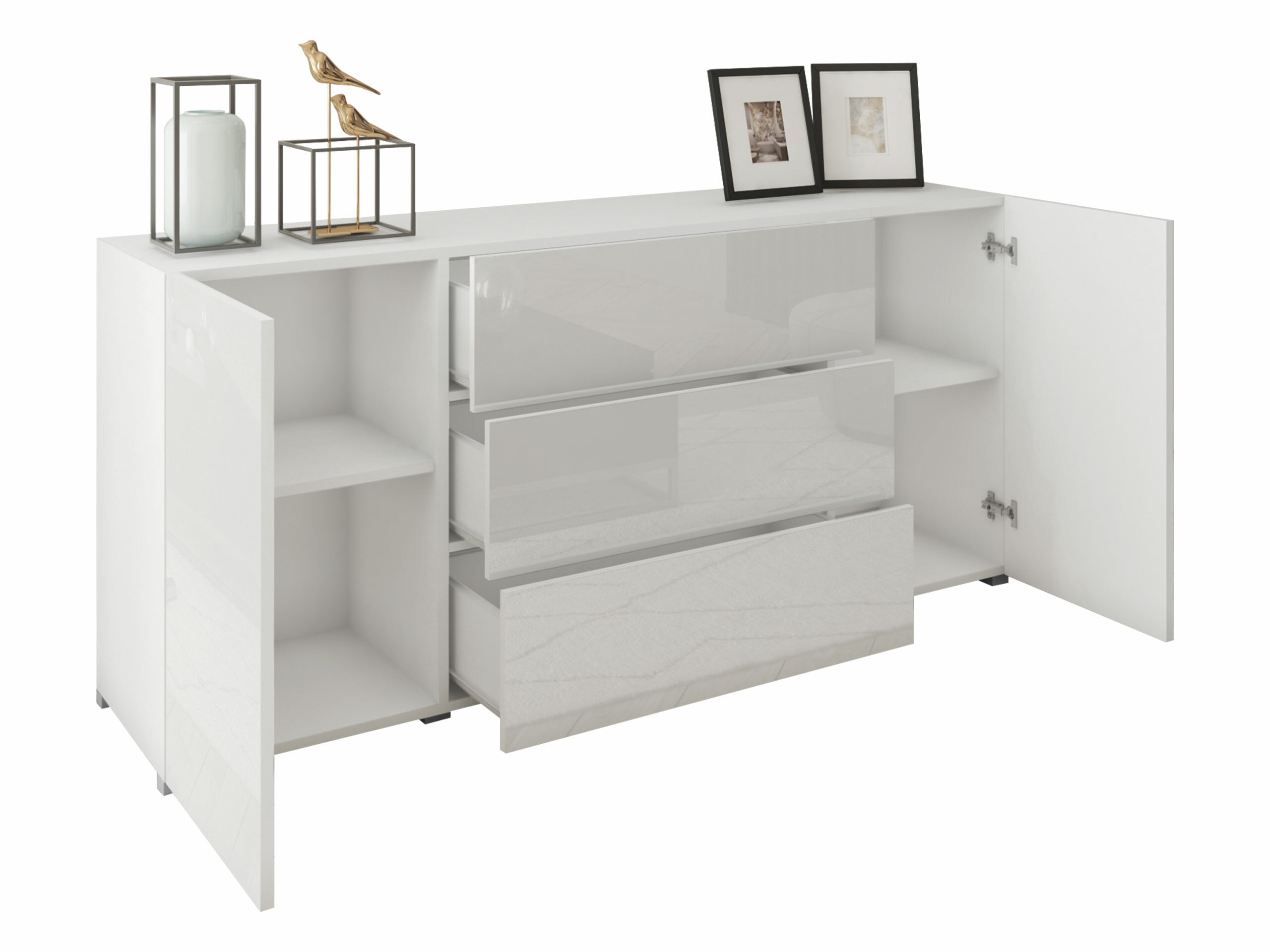 Chest of drawers Sarasota 191 (White + Glossy white)